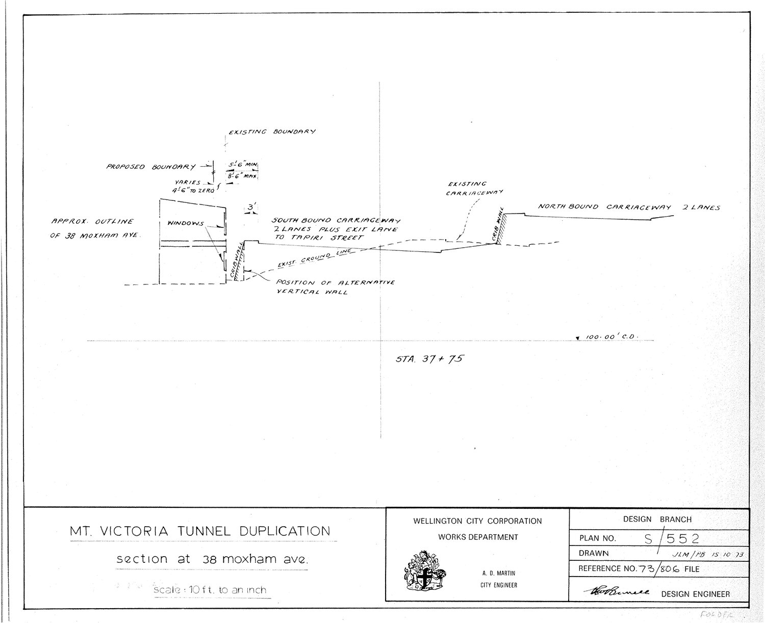Mount Victoria Tunnel duplication, cross section at 38 Moxham Avenue