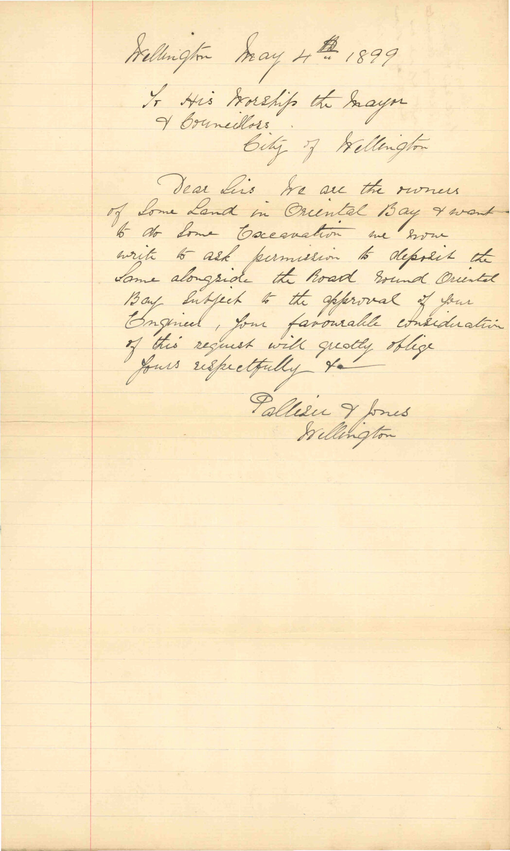 Asking permission to deposit spoil on Te Aro foreshore - Palliser and Jones