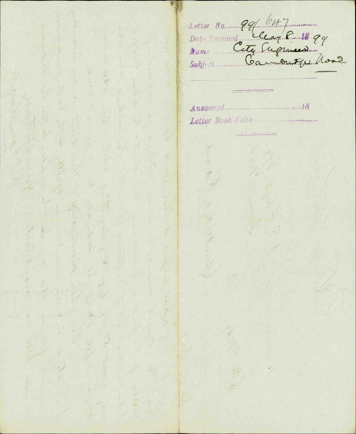 Cambridge Road [Tennyson Street] - City Engineer