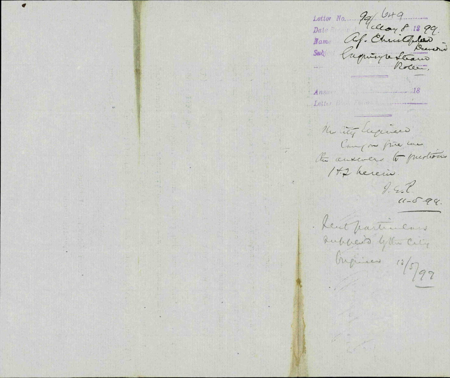 Enquiry regarding steam rollers - A G Christopher, Dunedin