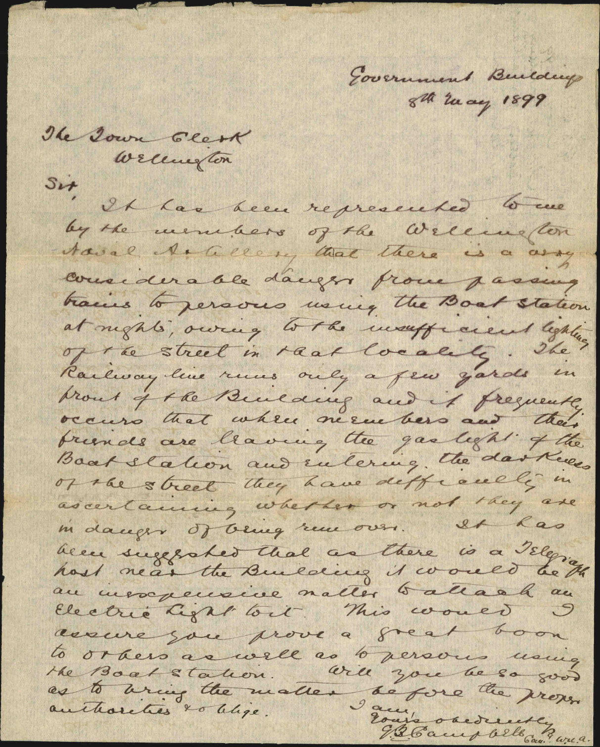 Asking for a lamp on Jervois Quay - Naval Artillery