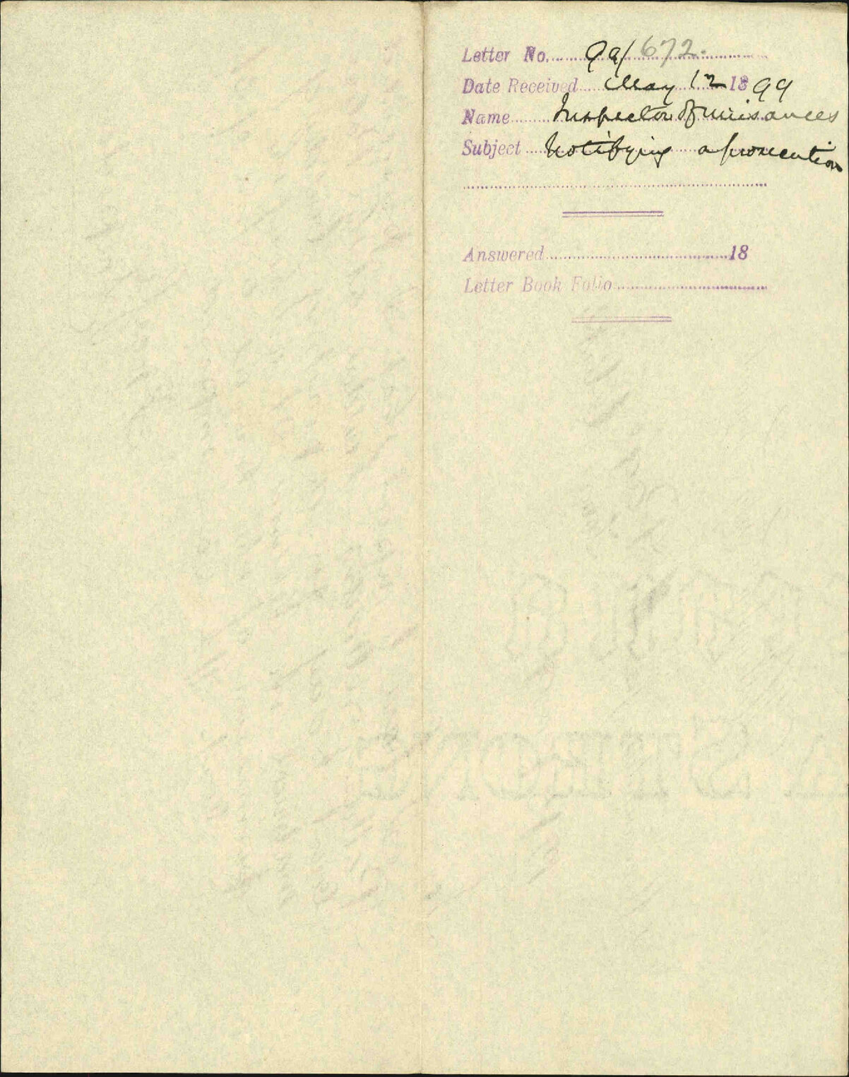 Notifying of prosecution - Inspector of Nuisances