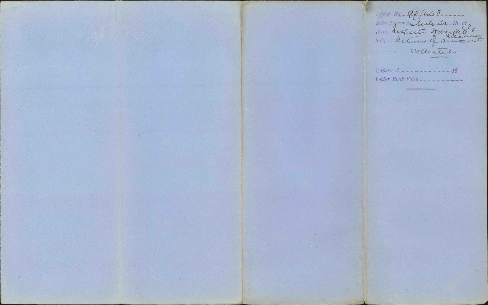 Return of amount collected - Inspector of Weights and Measures