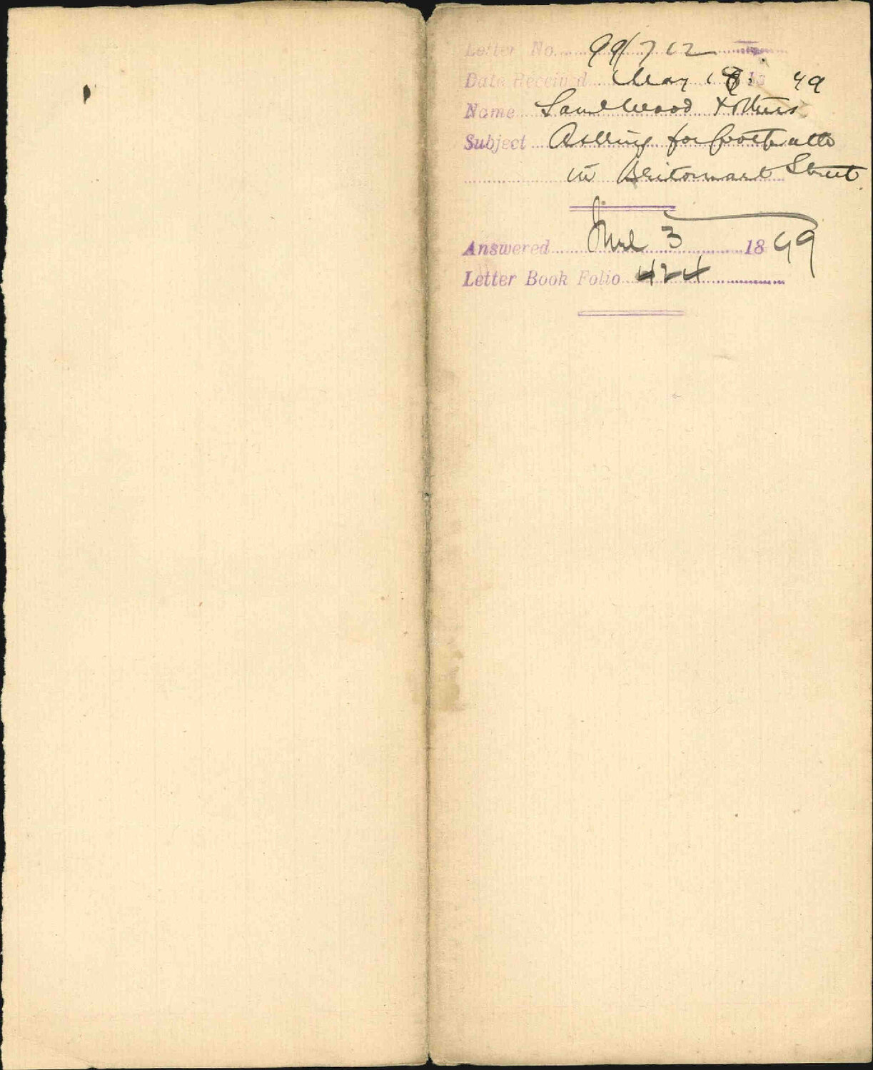 Asking for footpath in Britomart Street - Samuel Wood and others