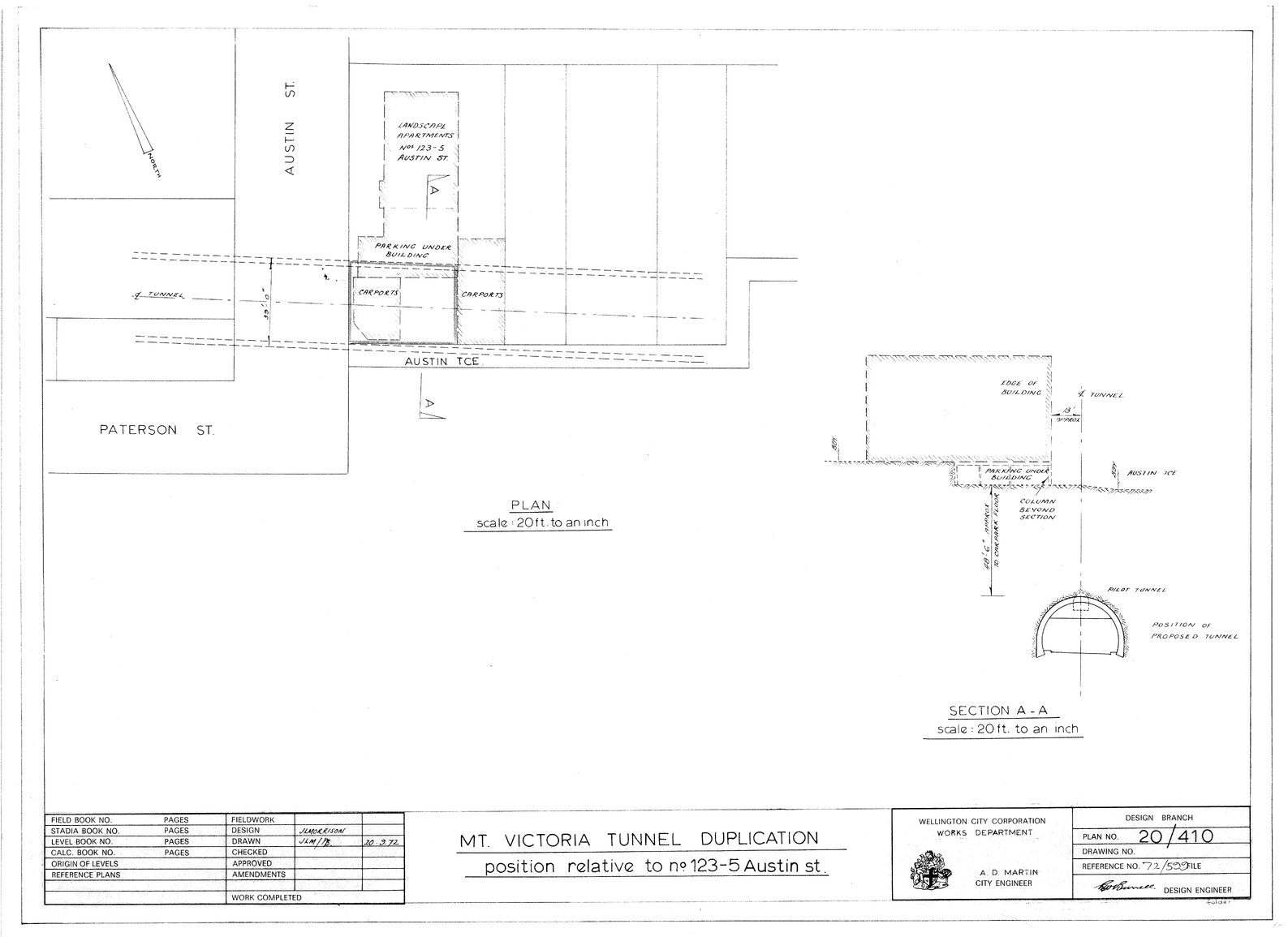 Mount Victoria Tunnel duplication, position relative to No 123-125 Austin Street