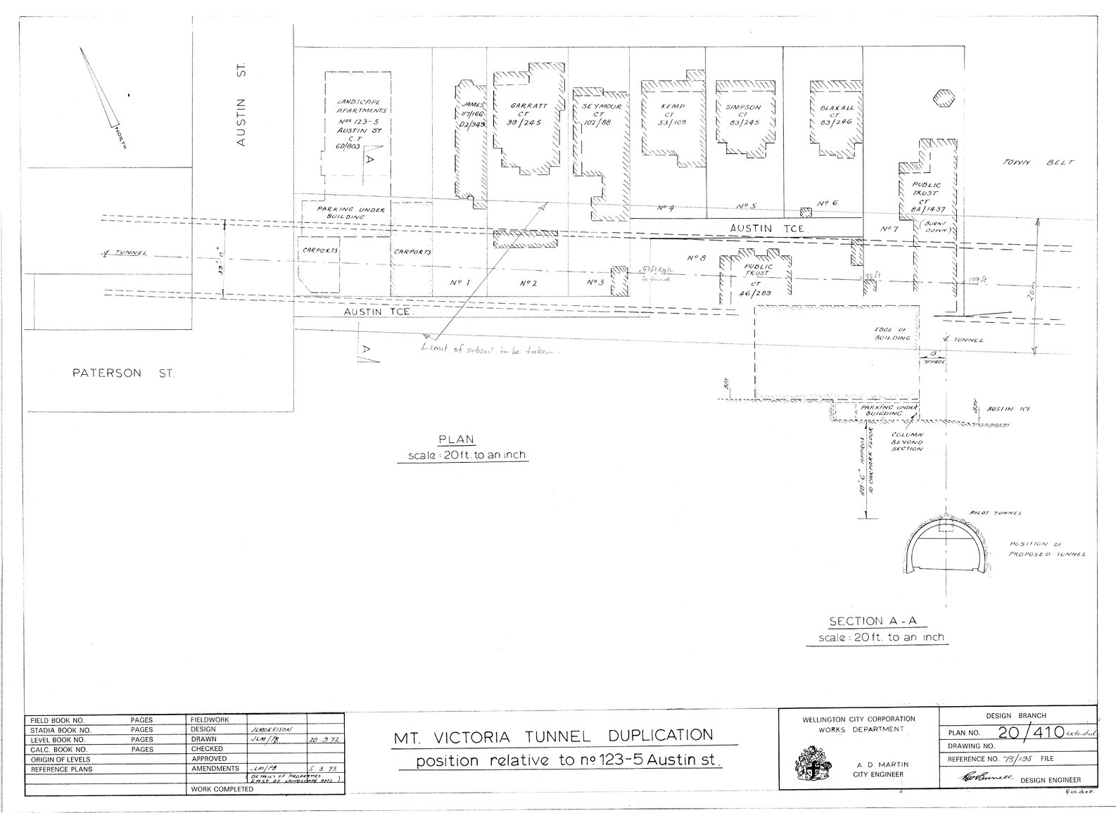 Mount Victoria Tunnel duplication, details of affected properties east of 123-125 Austin Street