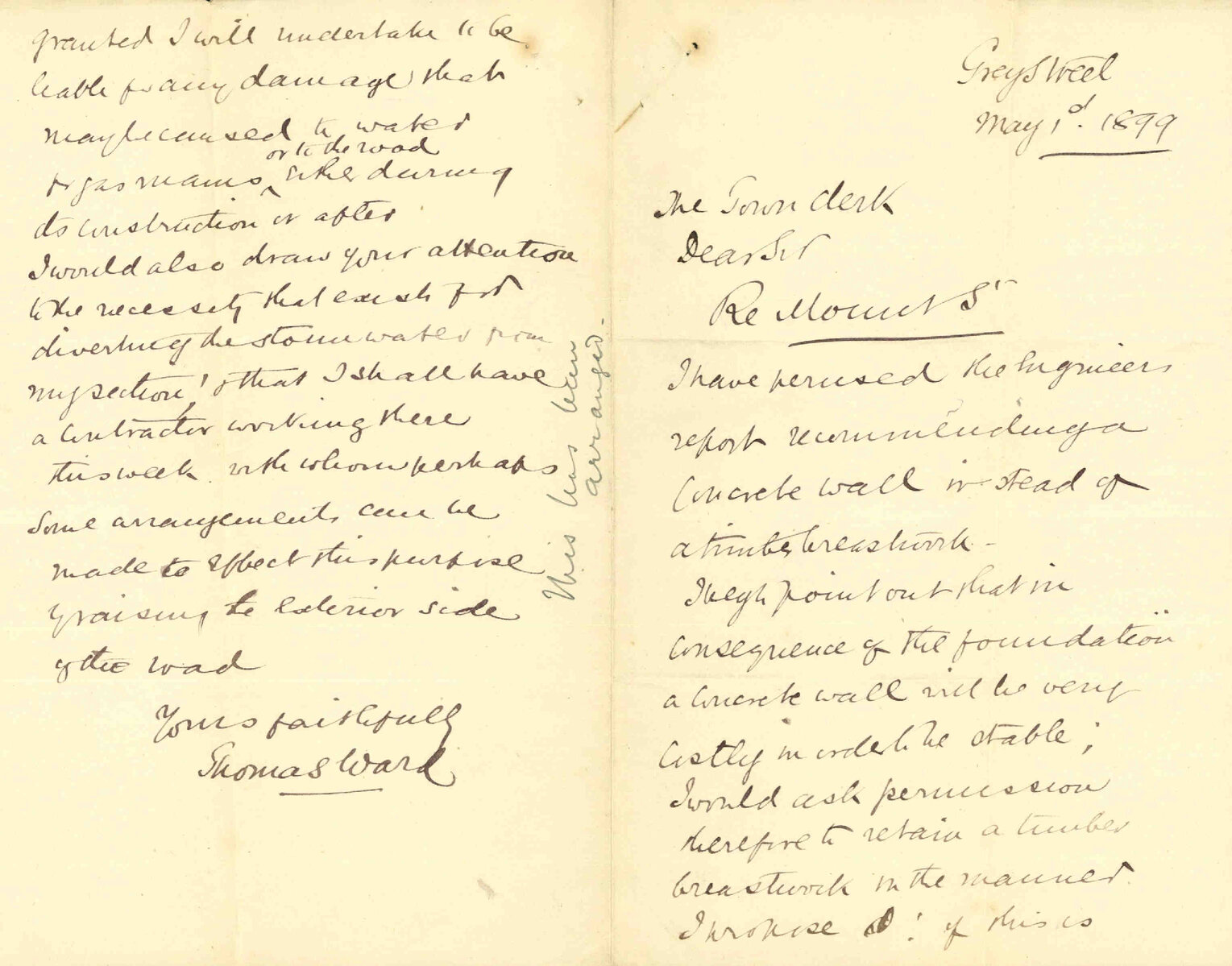 His property at Mount Street - Thomas Ward