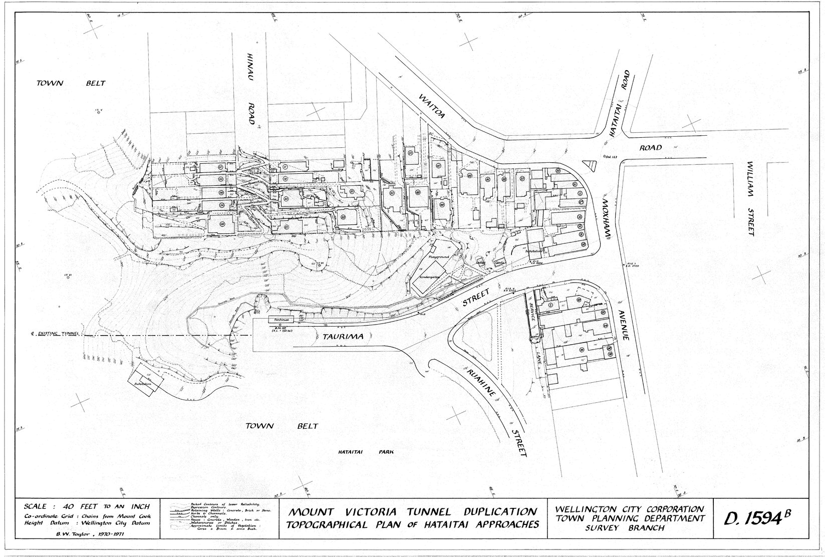 Mount Victoria tunnel duplication, topographical plan of Hataitai approaches