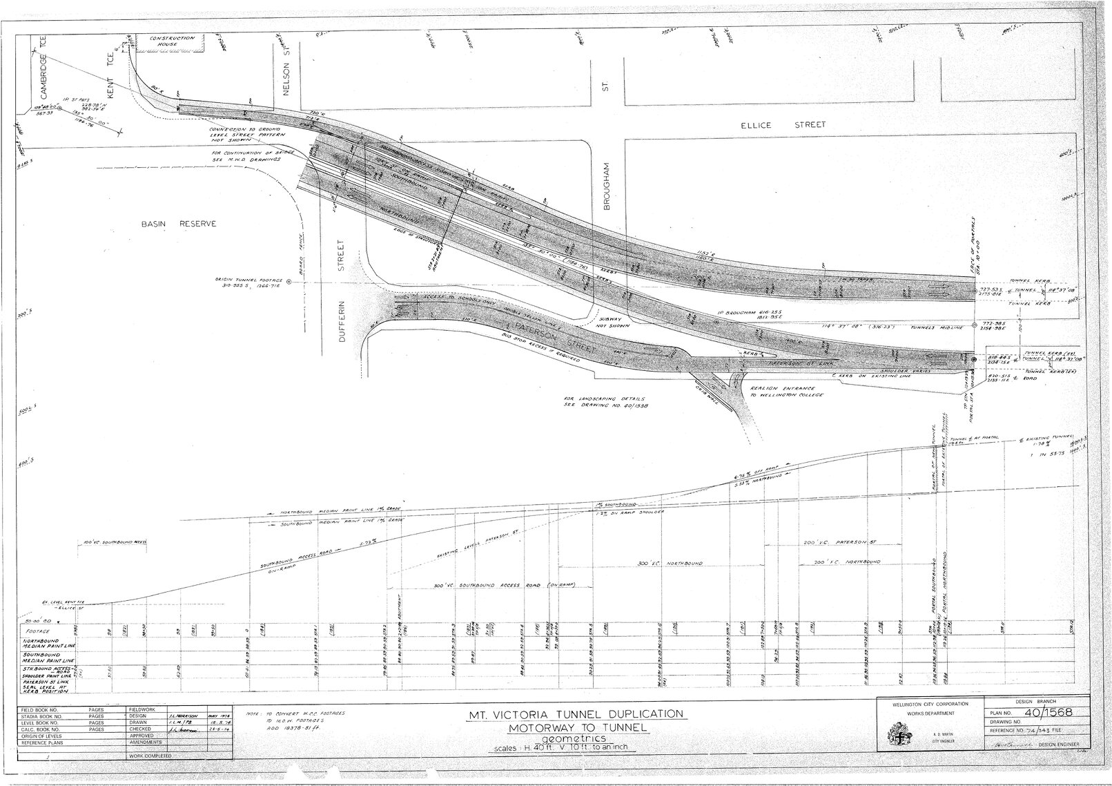Mount Victoria Tunnel duplication, motorway to tunnel, geometrics