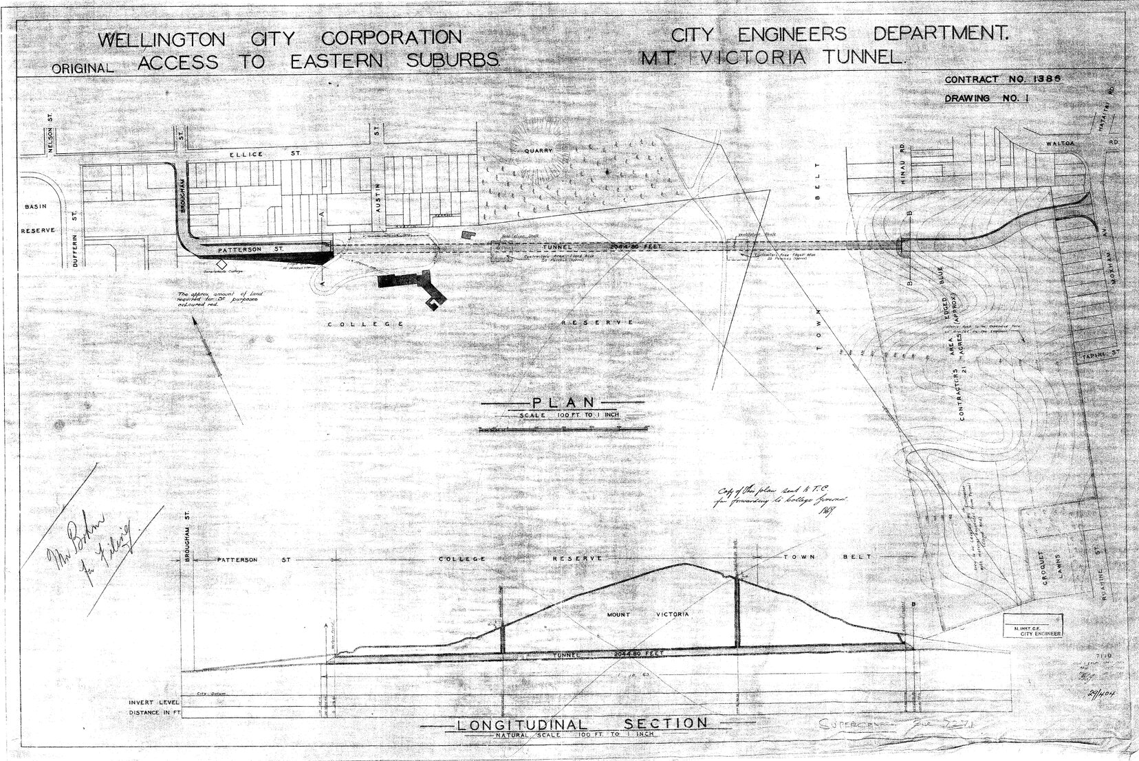 Mount Victoria Tunnel, sheet 1, plan and longitudinal section
