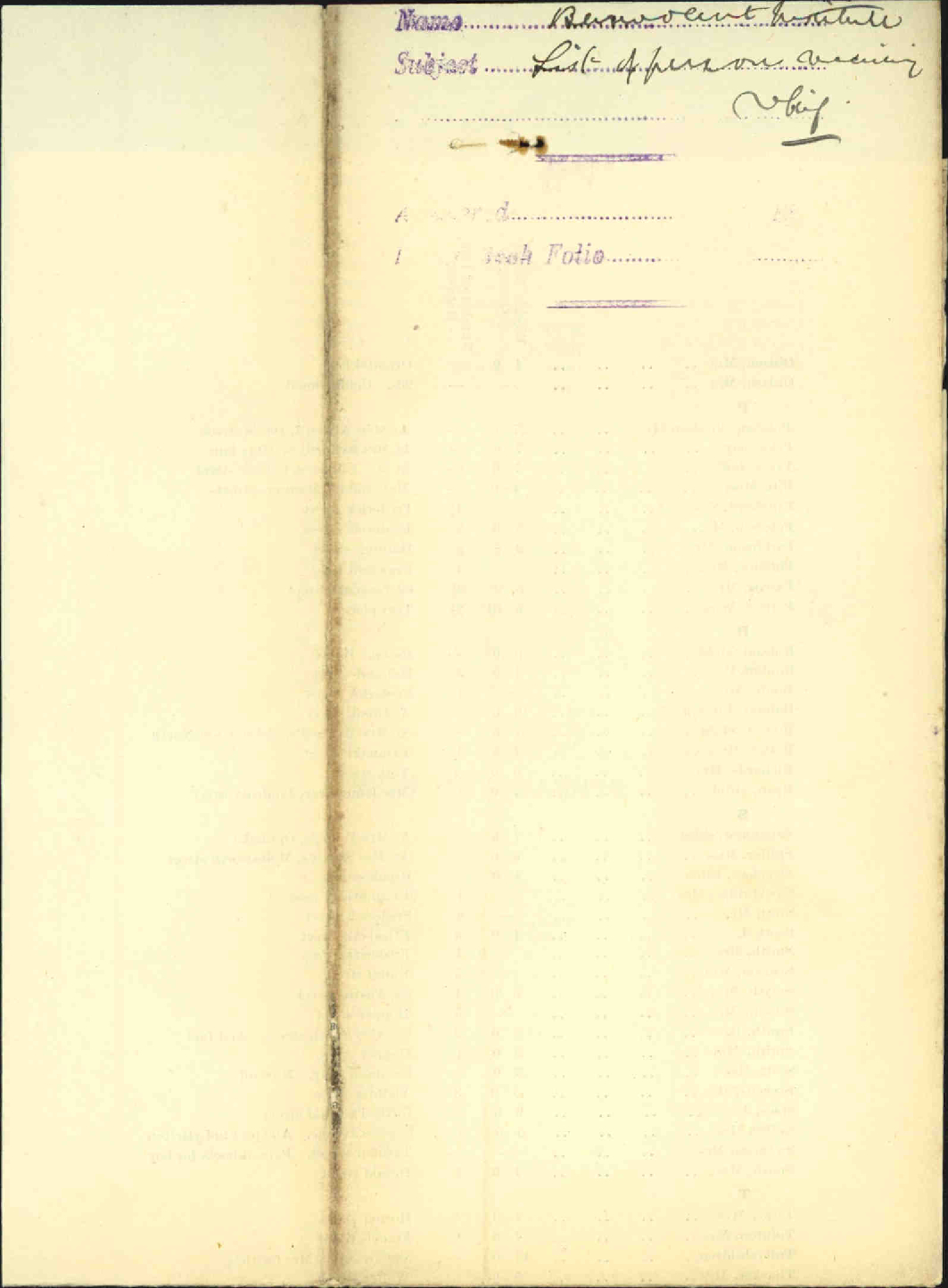 List of persons receiving relief - Benevolent Institute