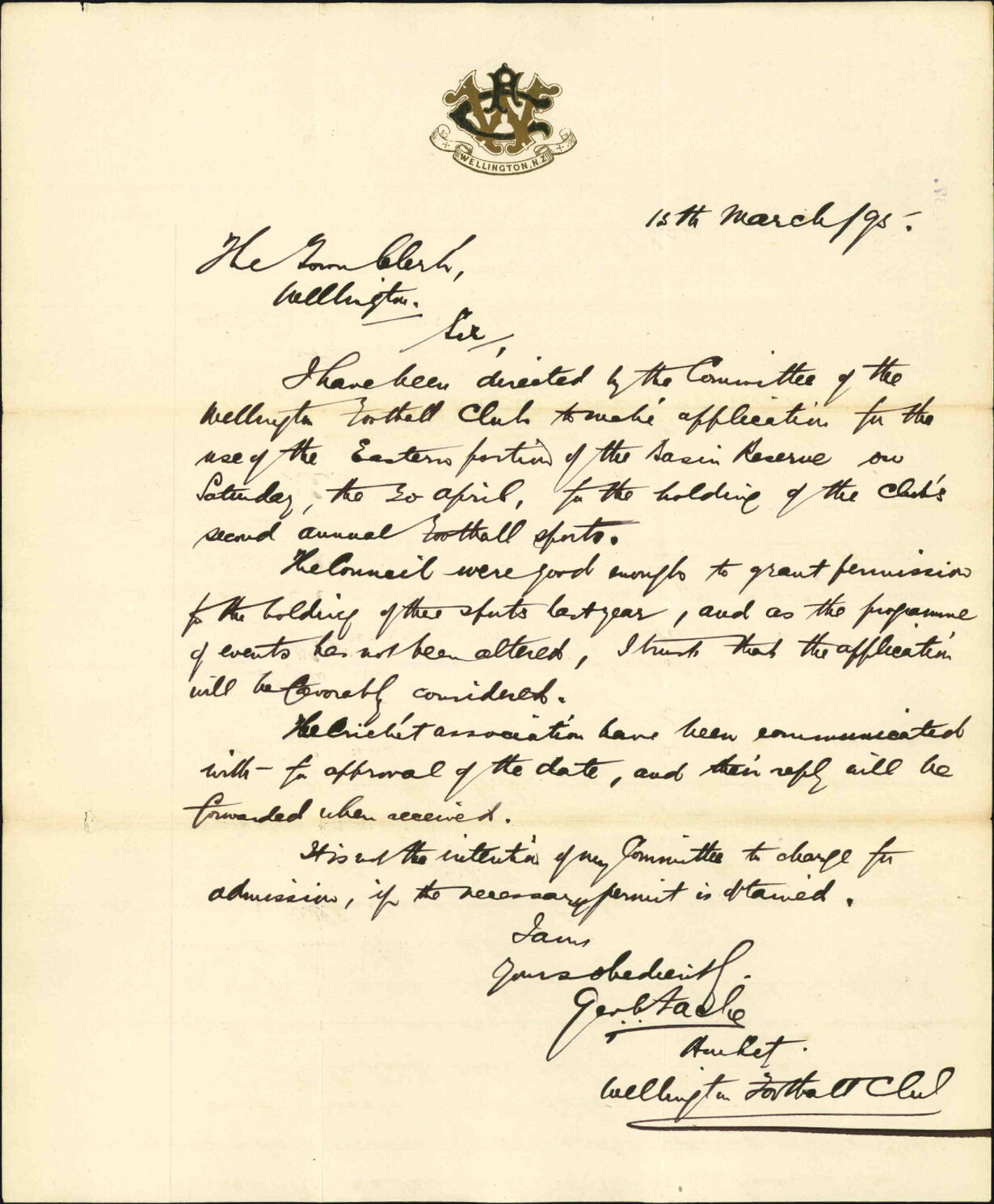 Asking use of Basin Reserve - Wellington Football Club