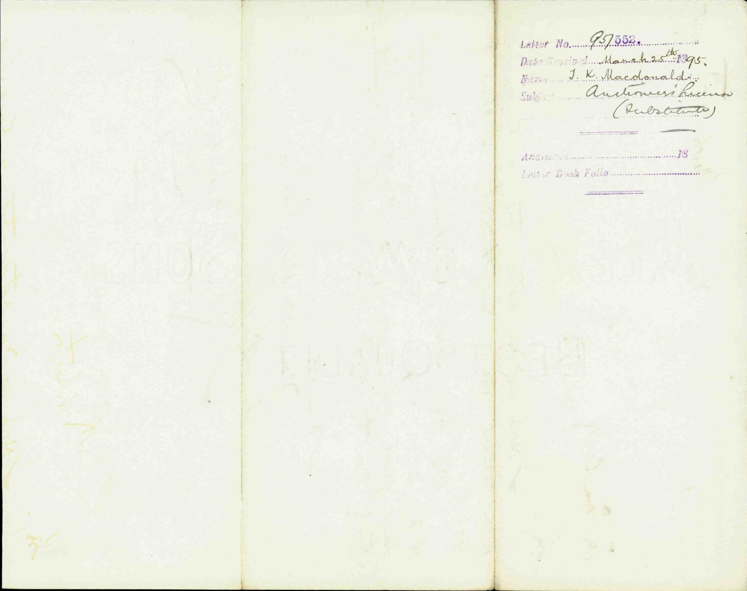 Auctioneer's license (substitute) - J K Macdonald