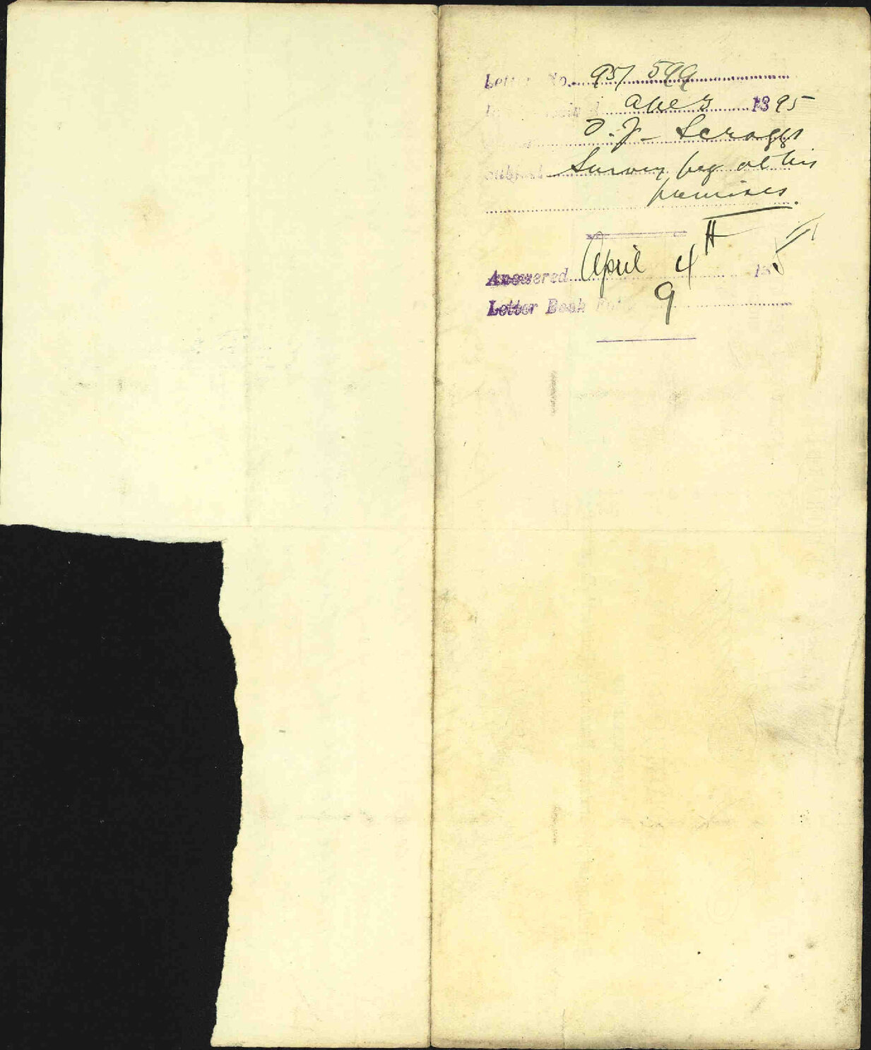 Survey peg at his premises - T J Scraggs