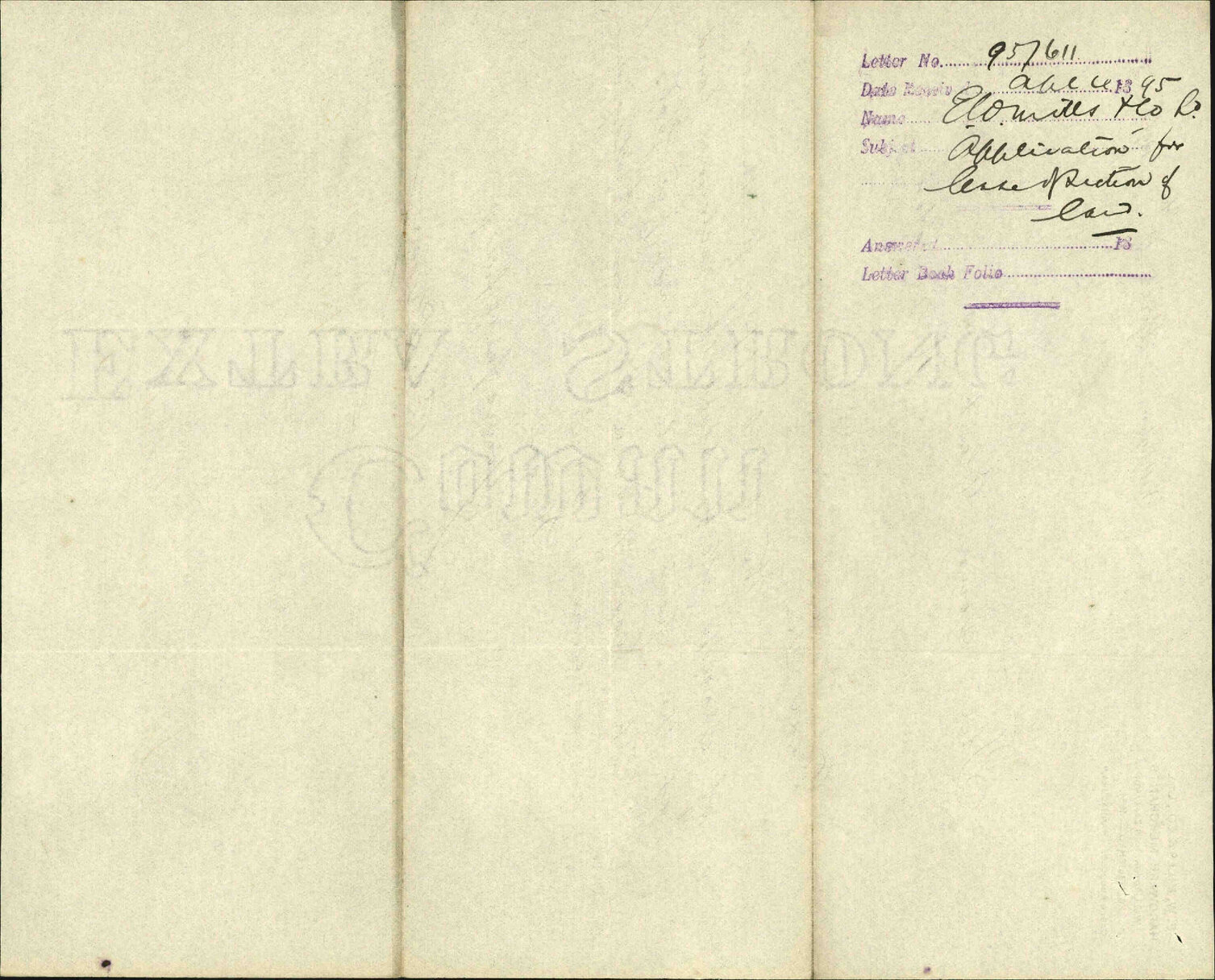 Application for lease of section of land - E W Mills &amp; Company Ltd