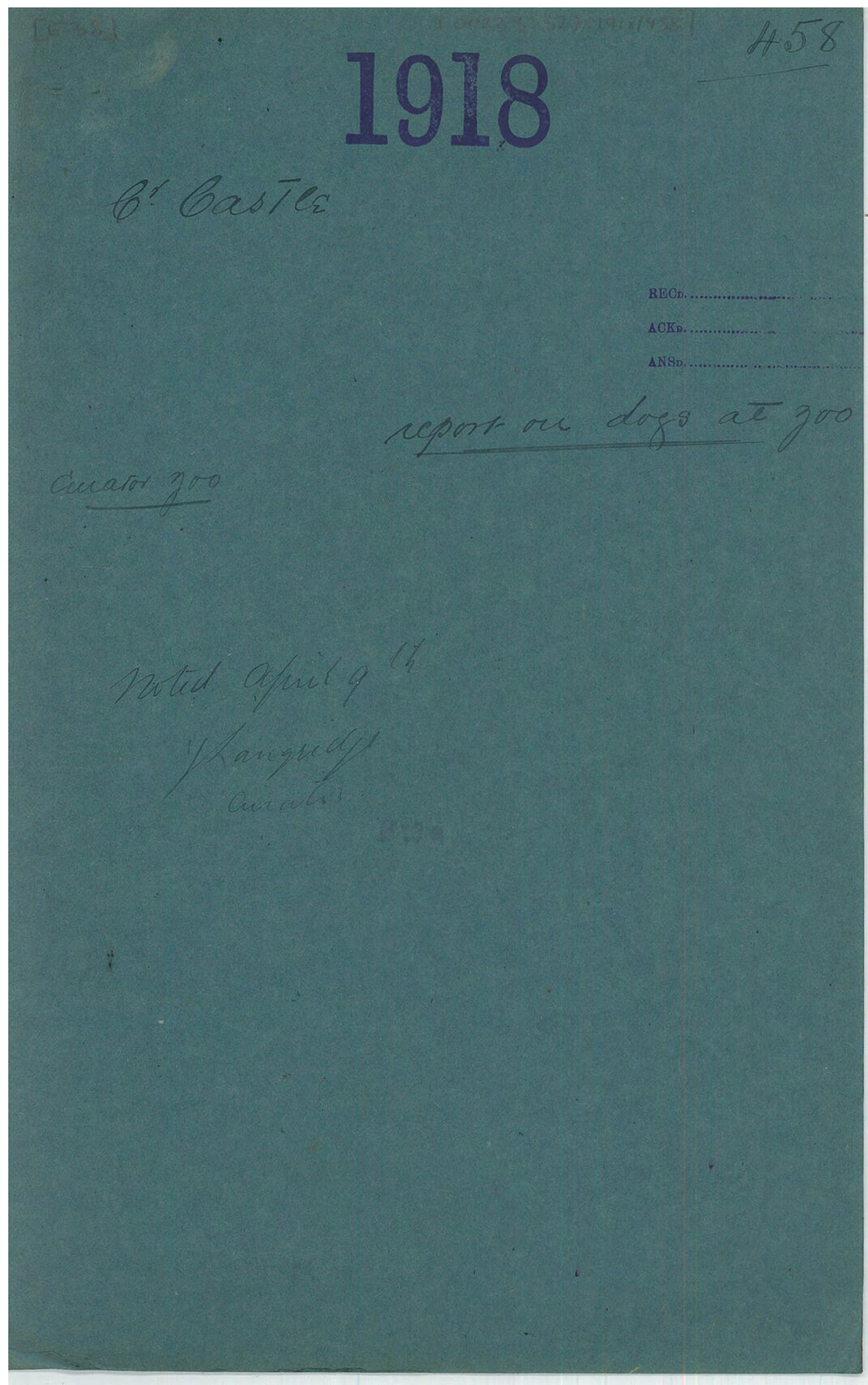 Report on Shackleton Antarctic Expedition dogs at Zoo, Councillor (John) Castle