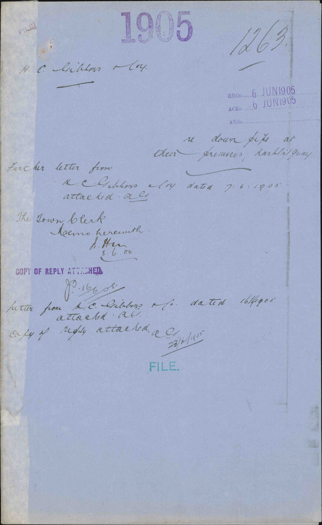 Re down pipe at their premises, Lambton Quay - H C Gibbons and Co