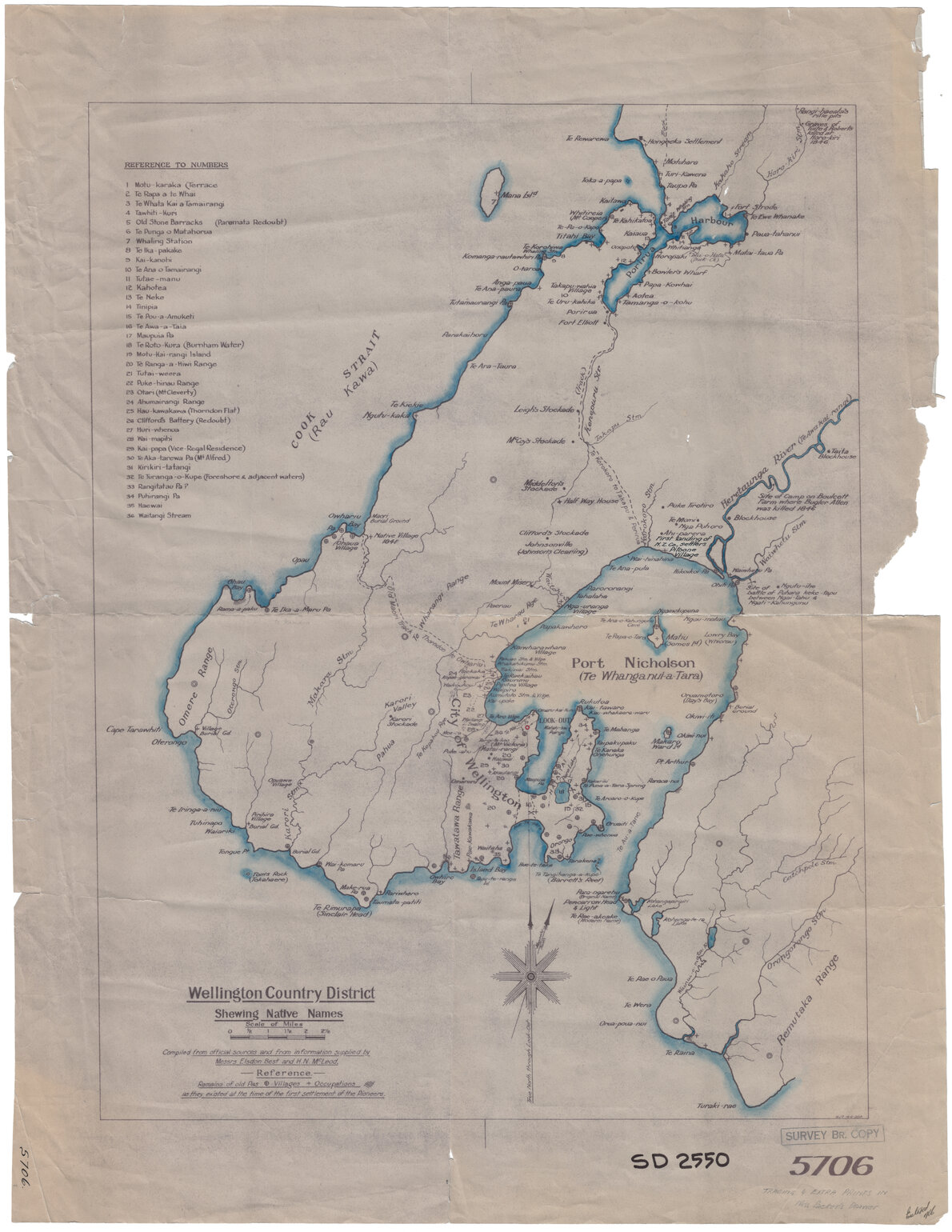 Wellington Country District, Shewing (sic) Native Names coloured