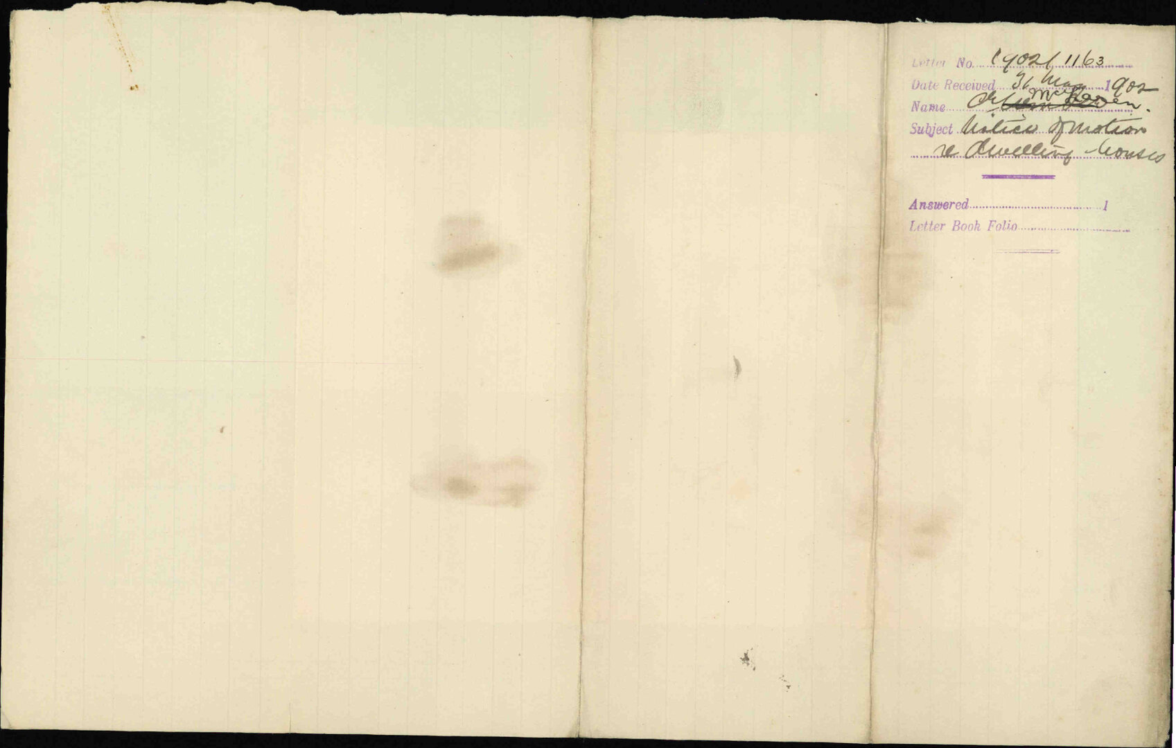 Notice of motion, enquiry into dwelling in Wellington, David McLaren