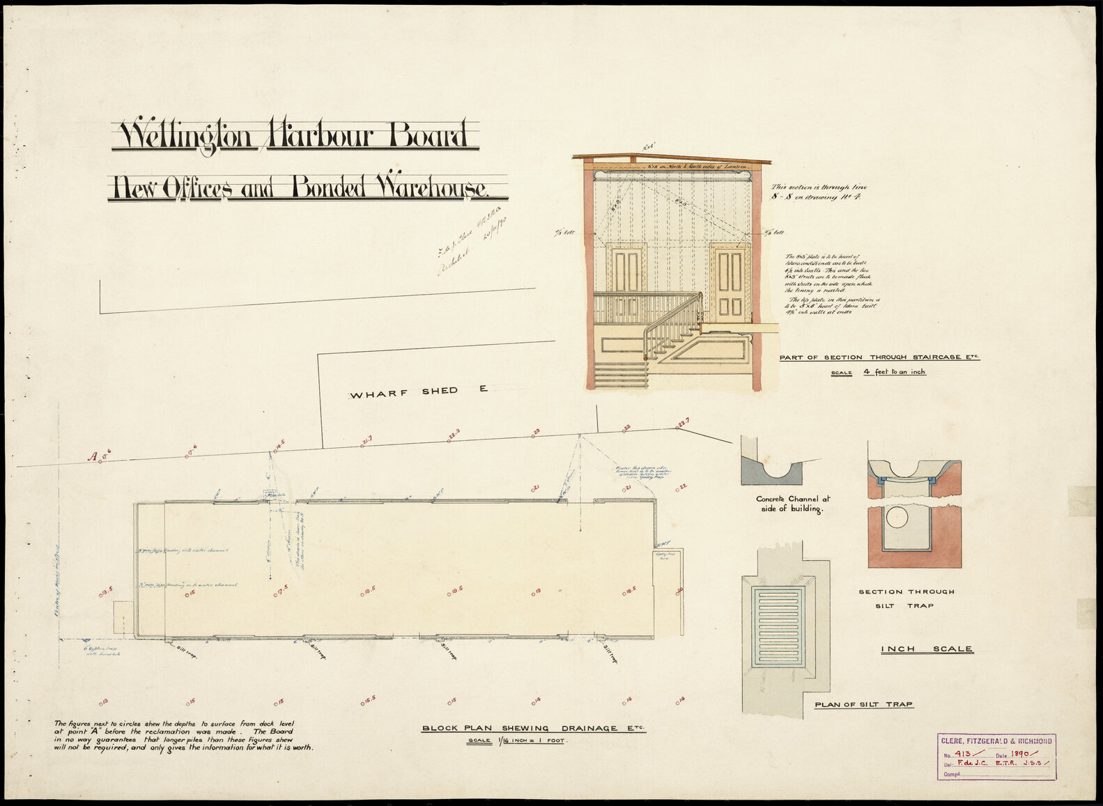 Wellington Harbour Board Offices, new offfices and bonded warehouse, Architects drawings