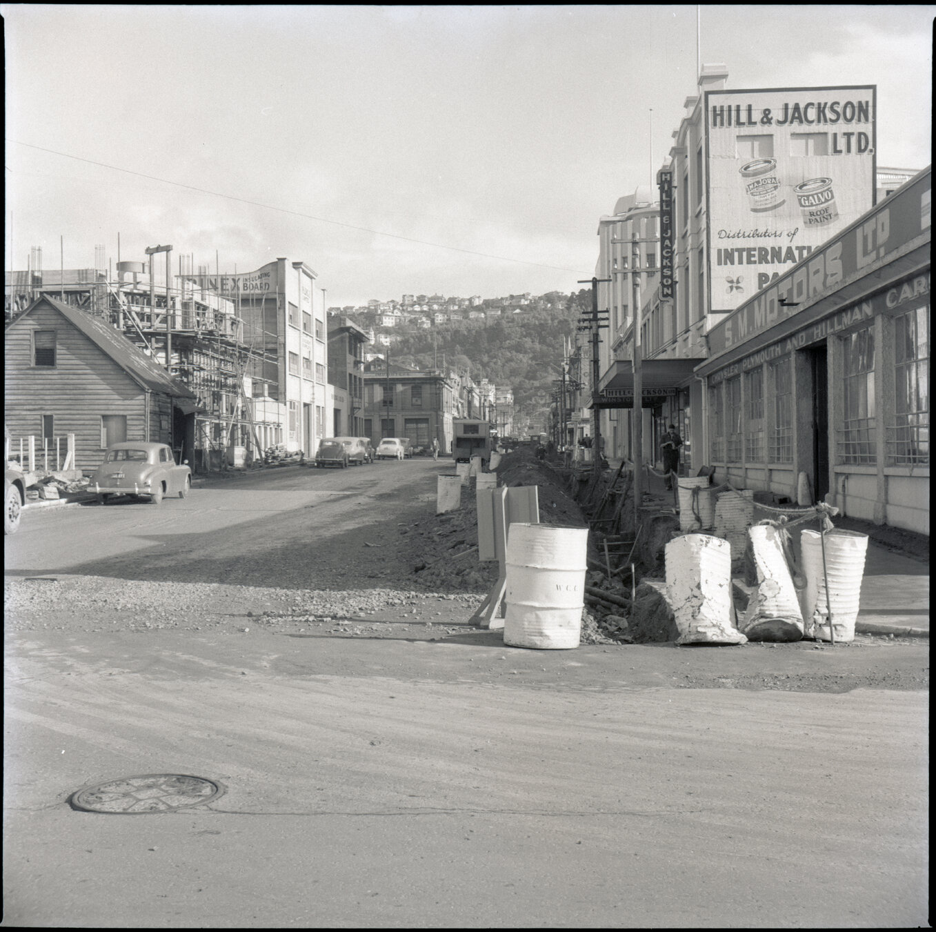 c. Street Repairs, Drainage, Ghuznee Street, Te Aro, Road works in progress