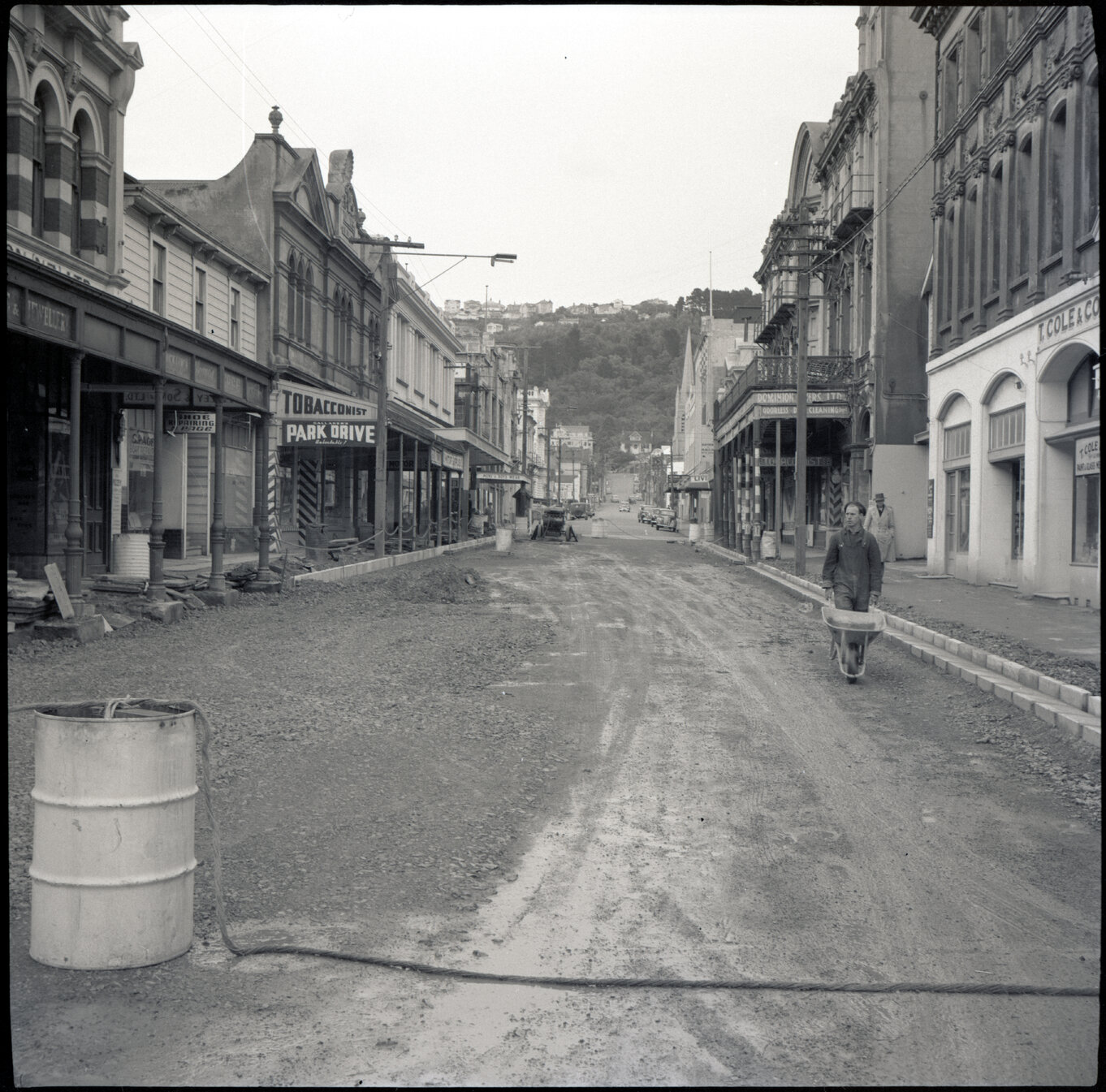 f. Street Repairs, Drainage, Ghuznee Street, Te Aro, Road works in progress