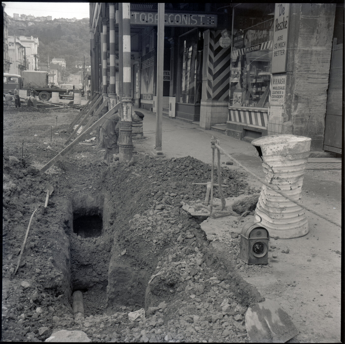 h. Street Repairs, Drainage, Ghuznee Street, Te Aro, Road works in progress