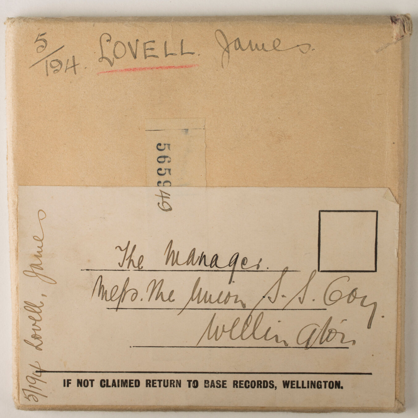 Memorial plaque, receipt and cover letter Lance Corporal James Lovell 5/194