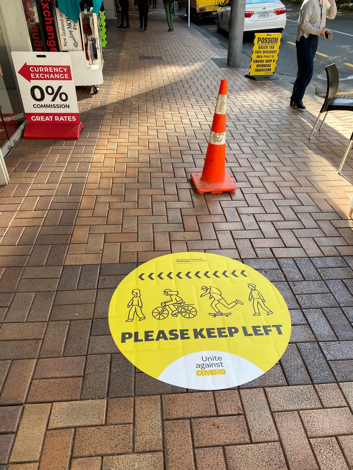 WCC, Keep Left signage COVID-19 Level 2