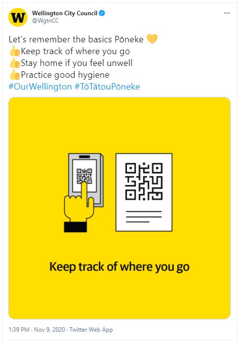 Tweet, Reminder to Pōneke during Covid-19