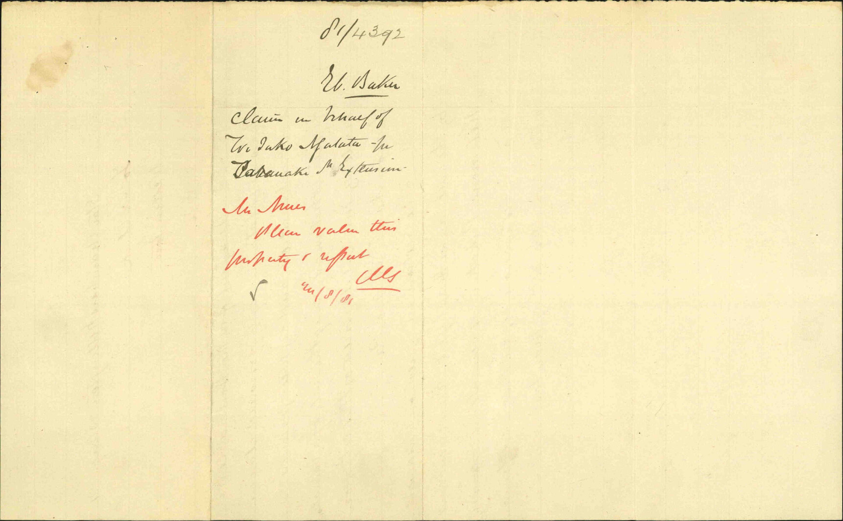 E Baker, claim on behalf of Wi Tako Ngatata for Taranaki Street extension