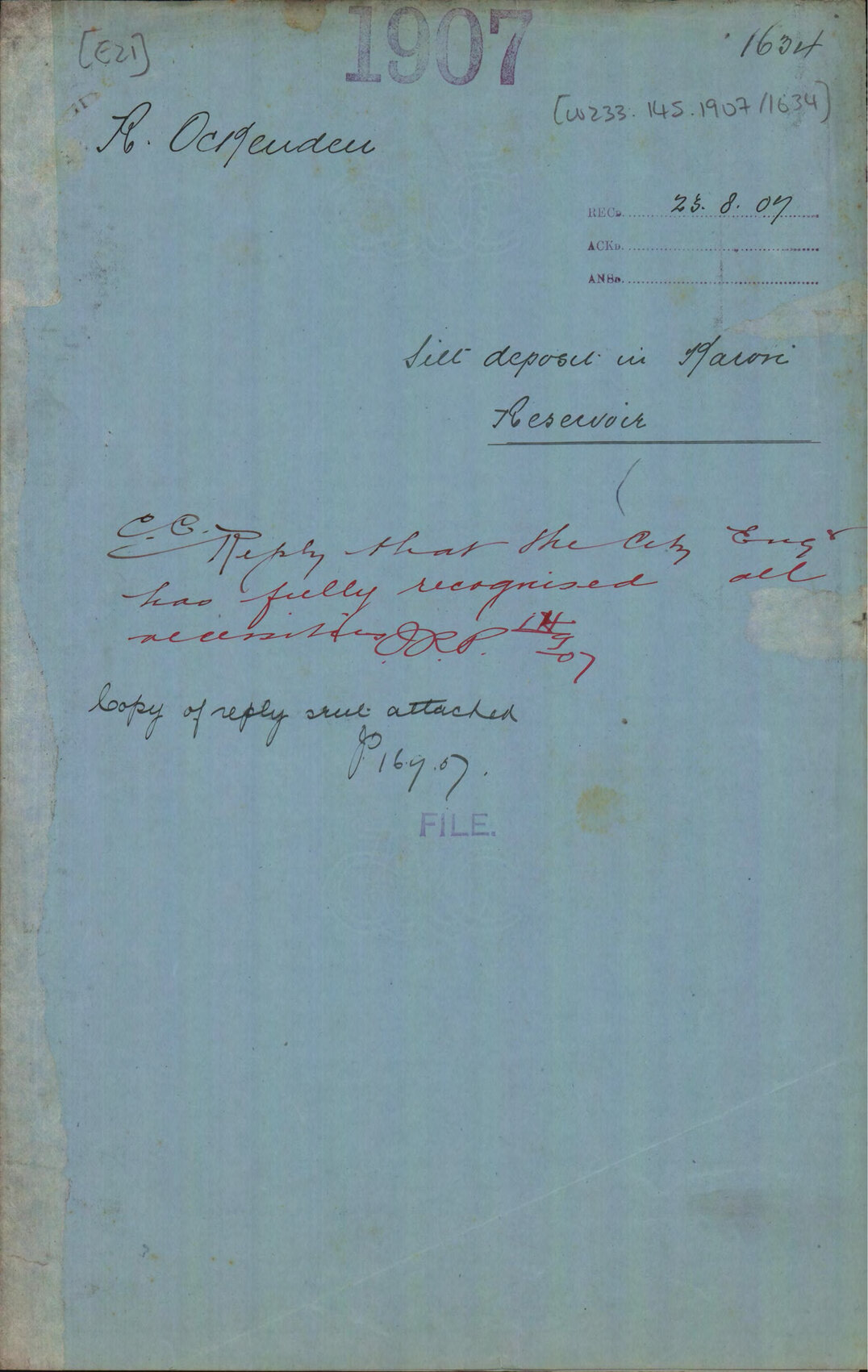 Silt deposit in Karori Reservoir - R Ockenden