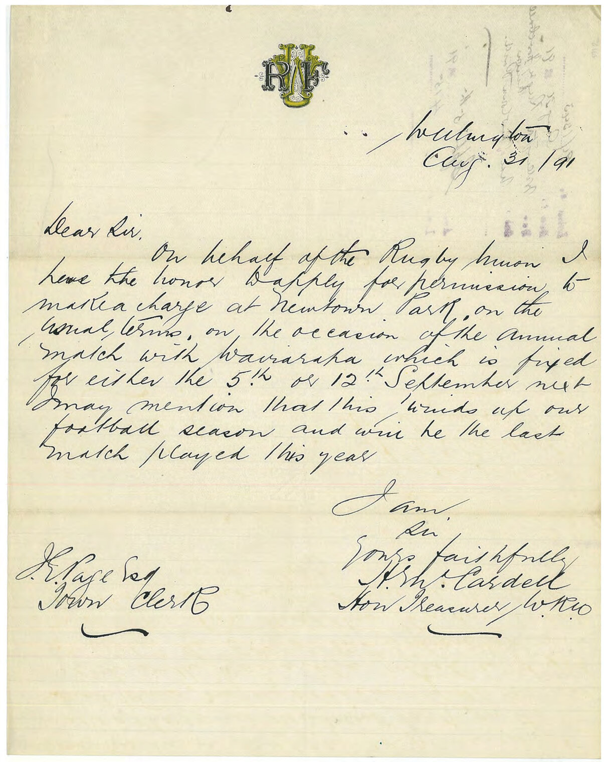 Use of Newtown Park - Wellington Rugby Football Union