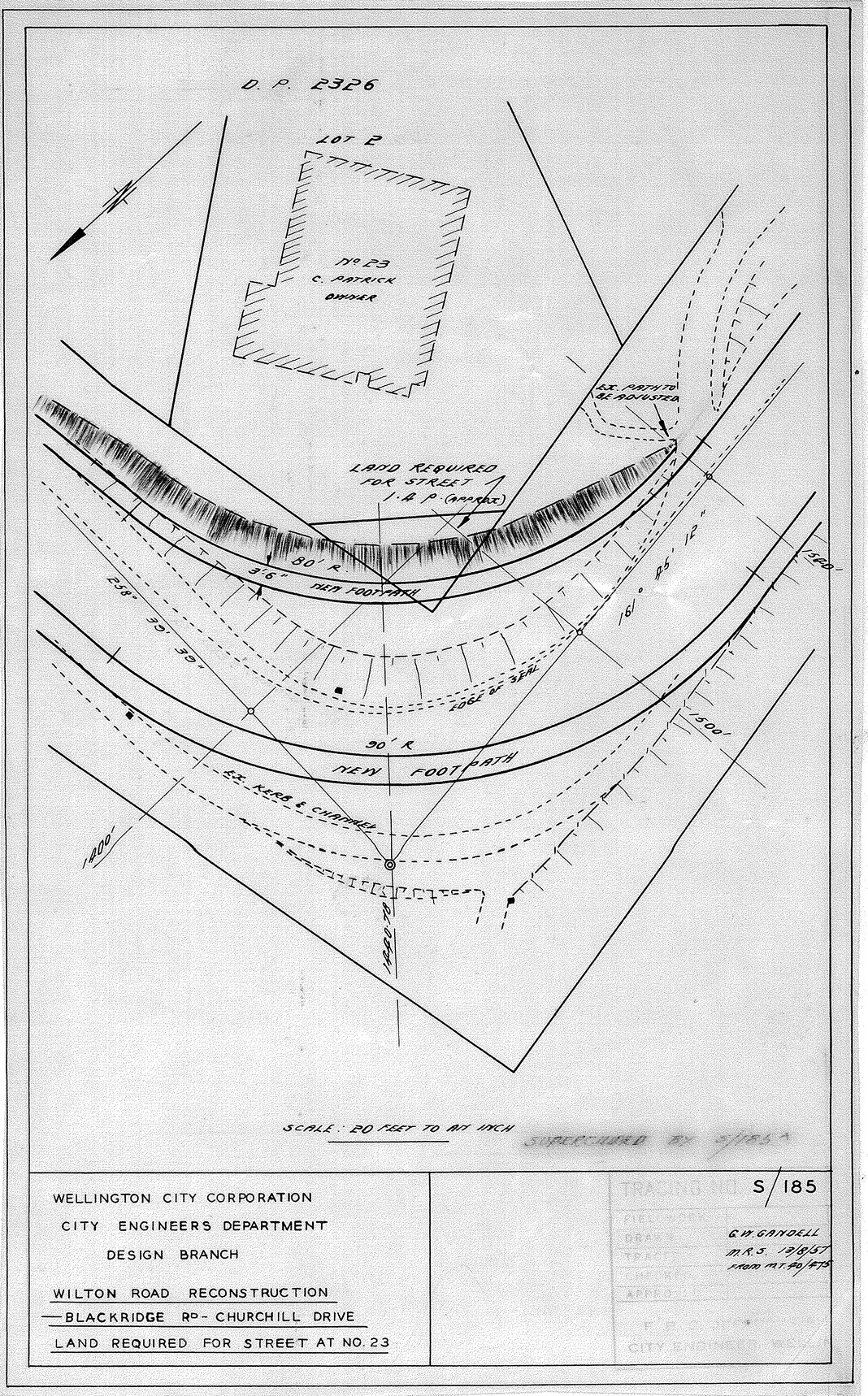 Wilton Road Reconstruction, Blackbridge Road to Churchill Drive, Land to be Required at No. 23, superseded by S/185A