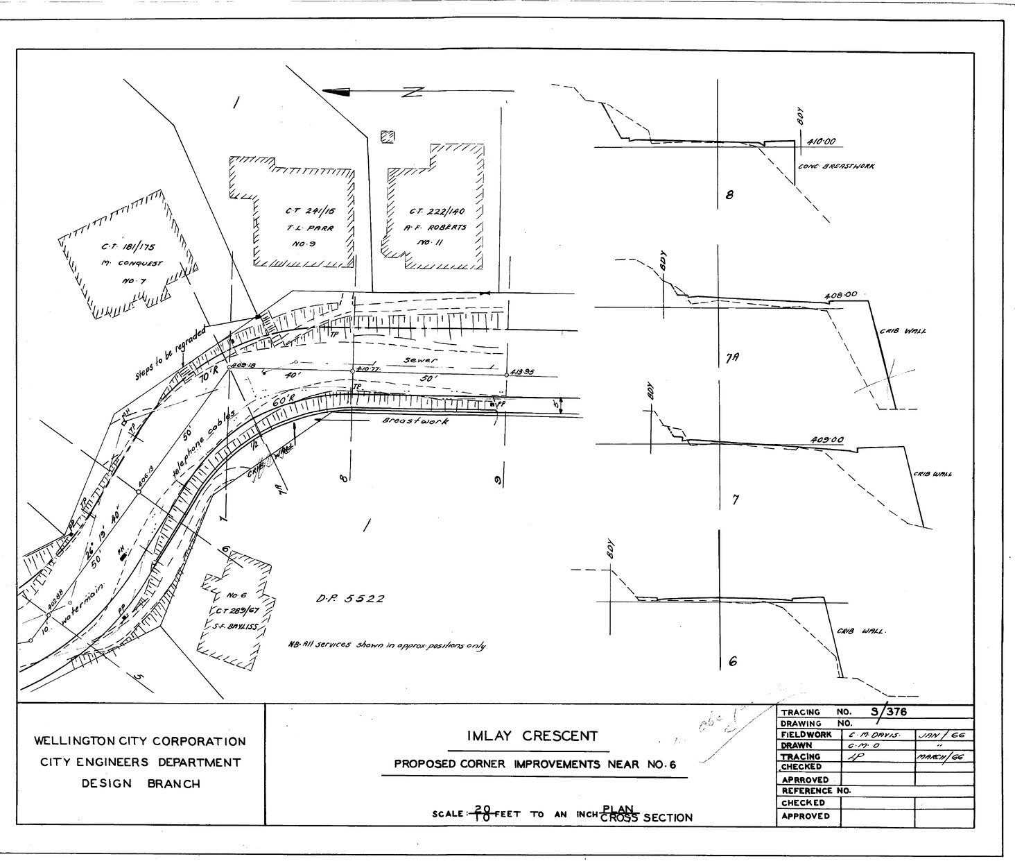 Imlay Crescent, proposed Crib Wall at Nos. 6 to 11