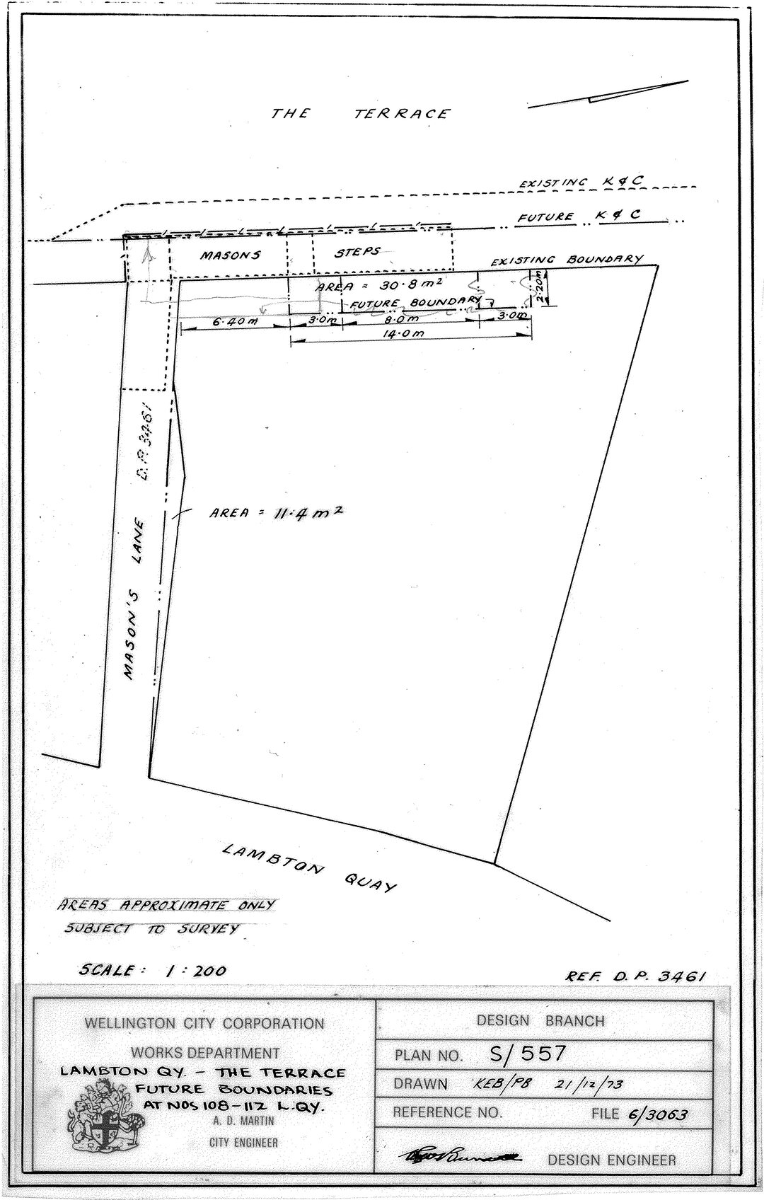 Lambton Quay, The Terrace, Masons Lane, new position of steps, land required and future boundaries, 108-112 Lambton Quay