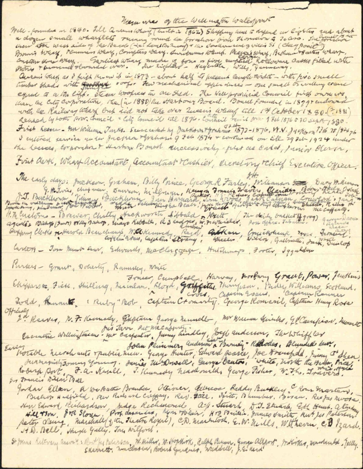 Farewell to H E Nicholls, Memories of the Wellington Waterfront