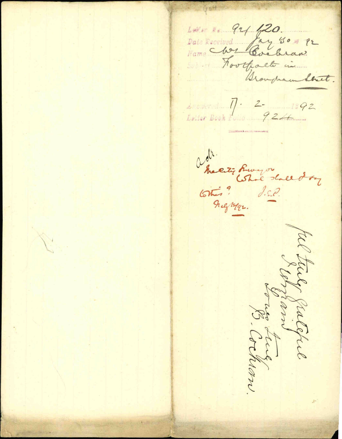 Footpath in Brougham Street - Mrs Cochran