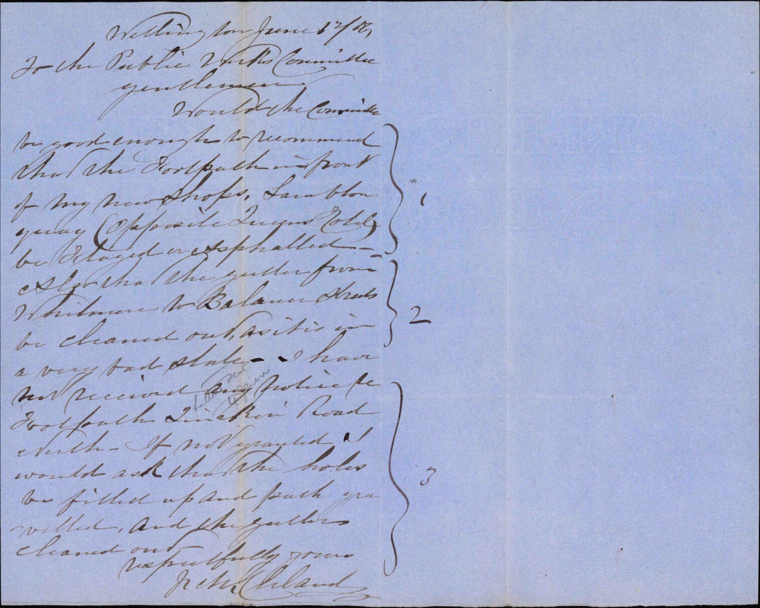 Asking for pavement on Lambton Quay - J M Cleland