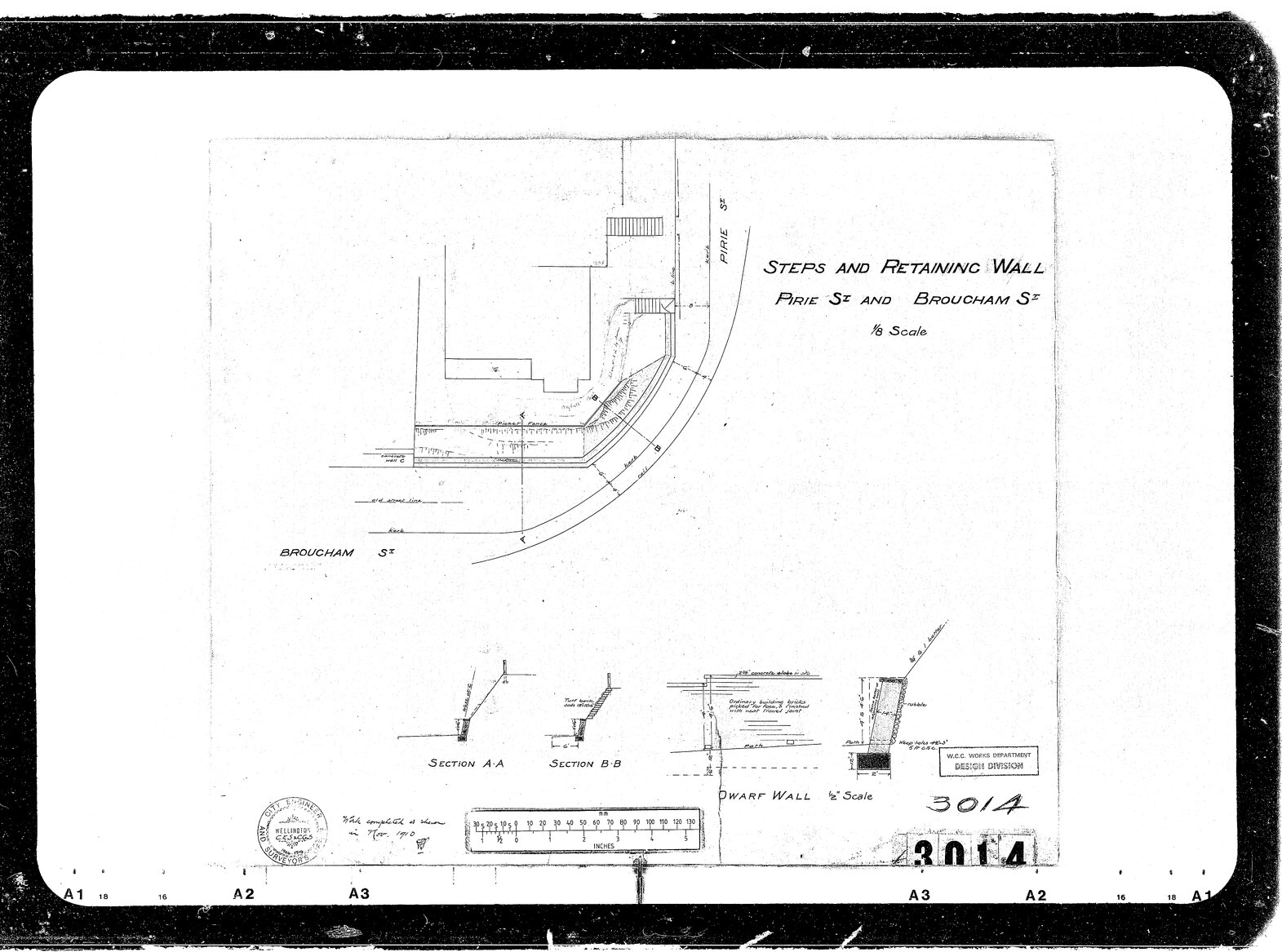 Dwarf wall, corner of Brougham Street and Pirie Street