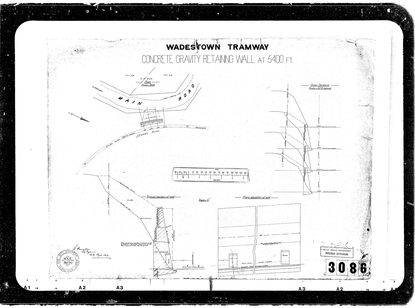Concrete gravity retaining wall, Goldies Brae, Wadestown Tramway
