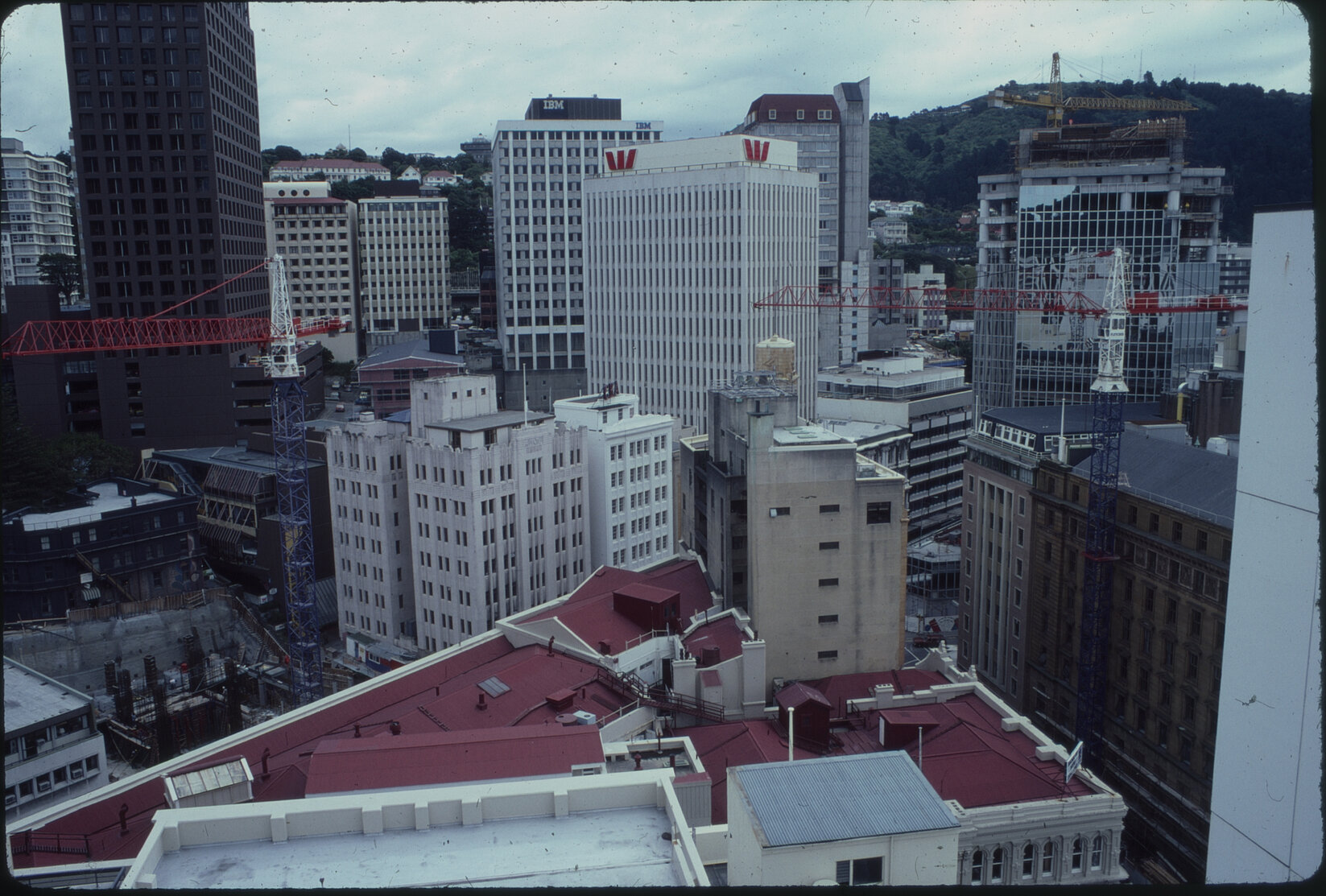 Elevated views of Lambton Quay, Hunter Street, Customhouse Quay