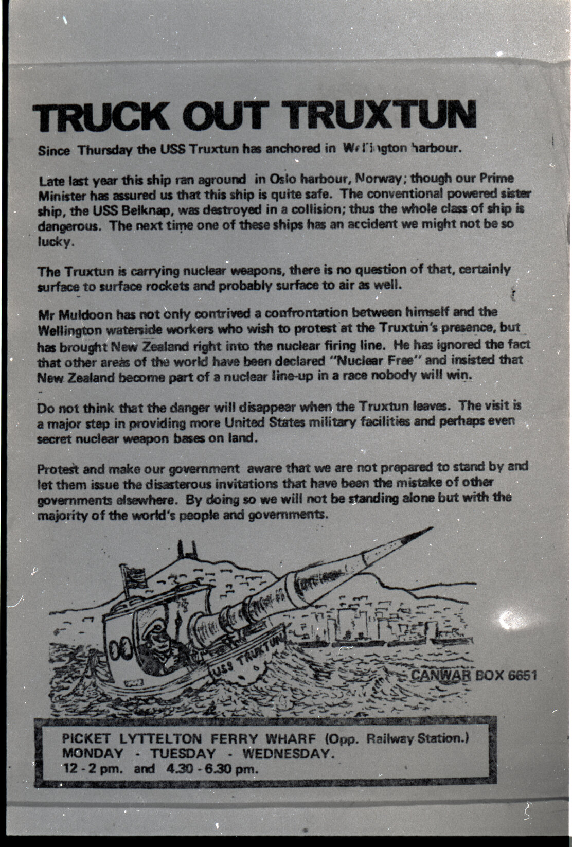 Copy: Abortion, Apartheid, Unions, Nuclear (posters, handouts, protests)