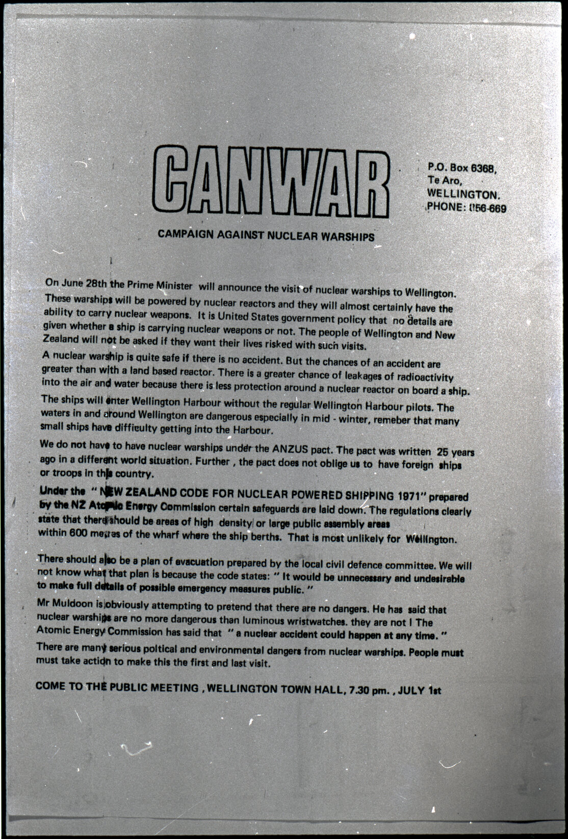 Copy: Abortion, Apartheid, Unions, Nuclear (posters, handouts, protests)