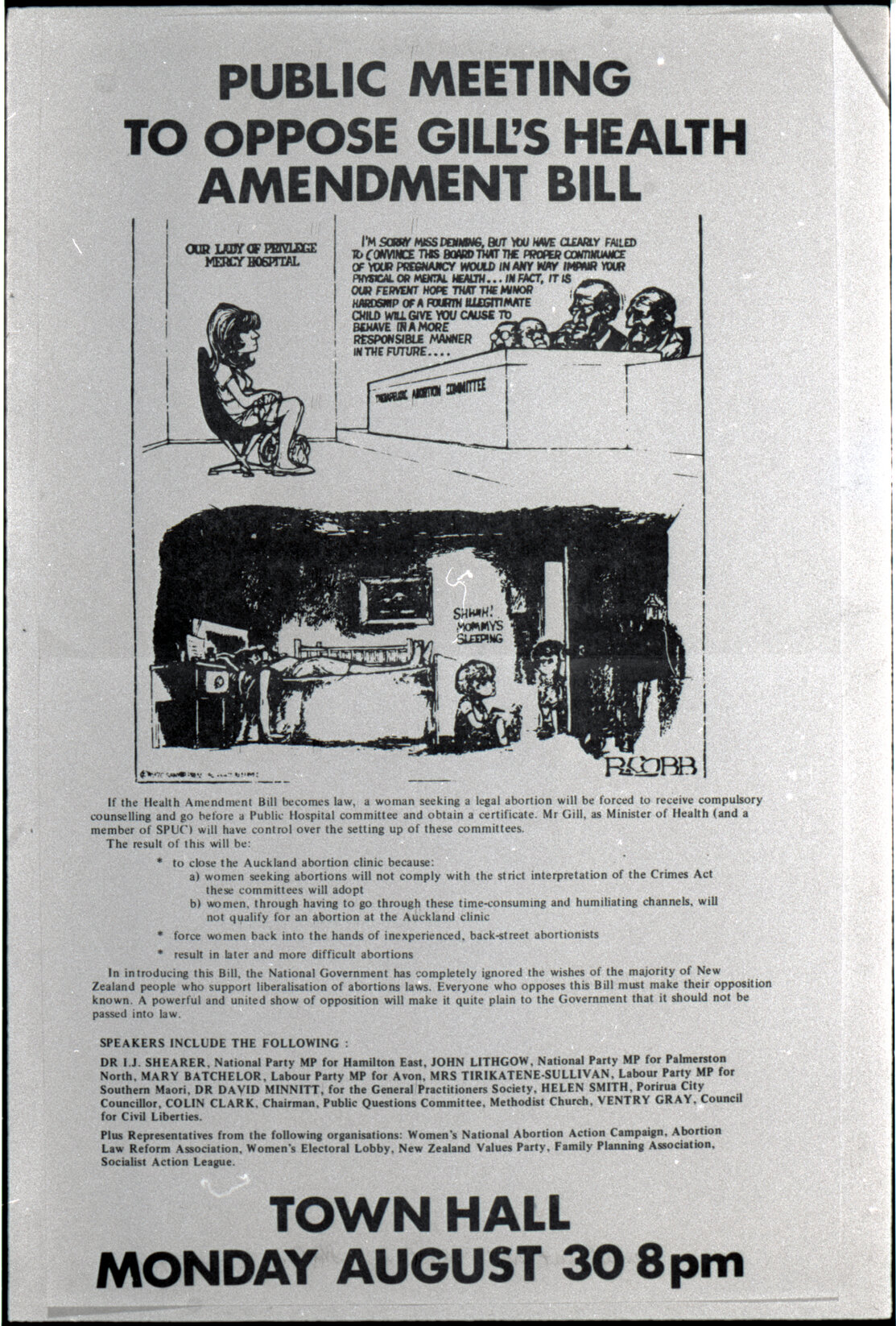 Copy: Abortion, Apartheid, Unions, Nuclear (posters, handouts, protests)