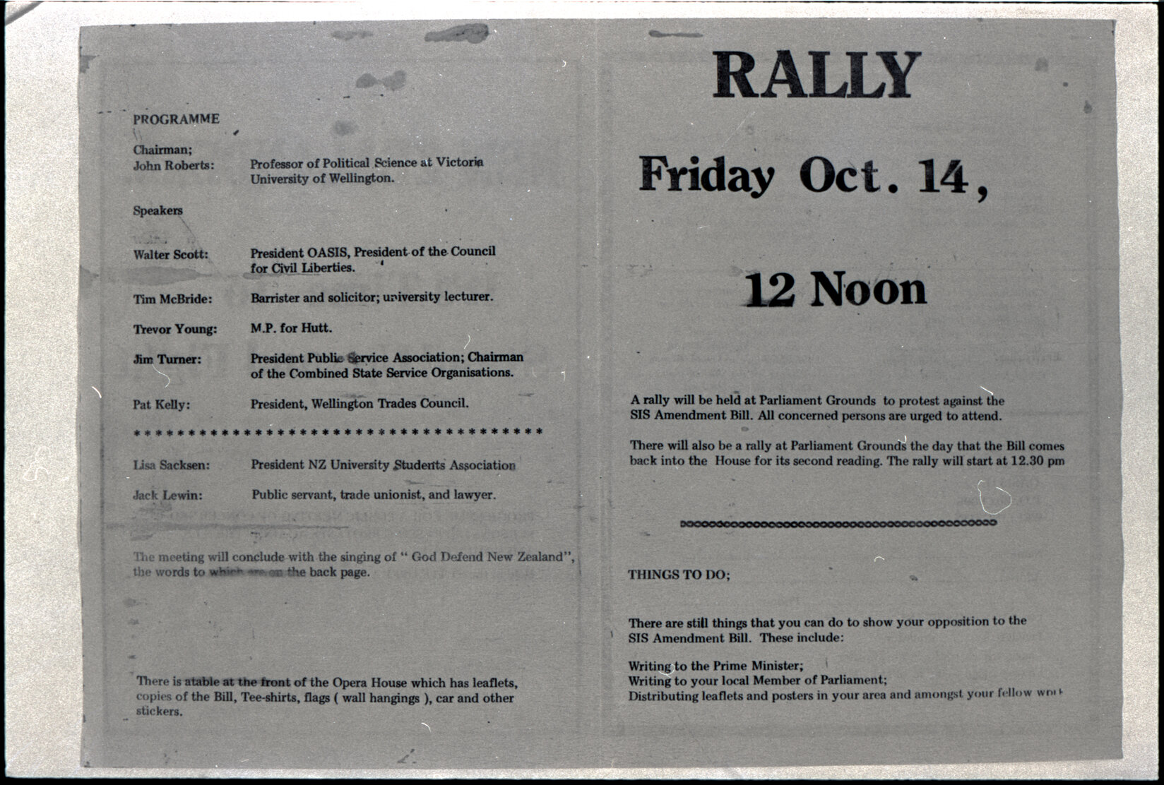Copy: Abortion, Apartheid, Unions, Nuclear (posters, handouts, protests)