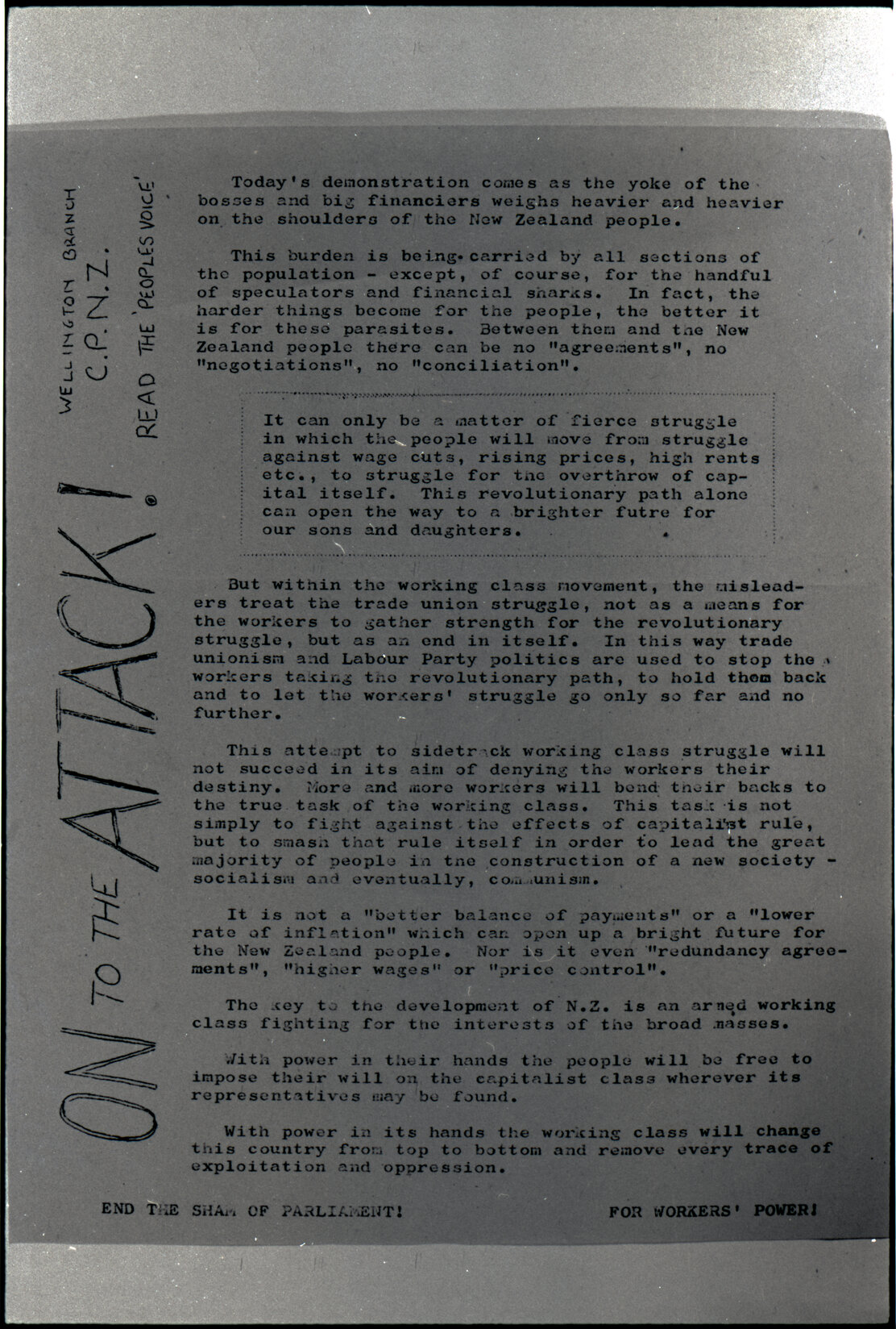 Copy: Abortion, Apartheid, Unions, Nuclear (posters, handouts, protests)