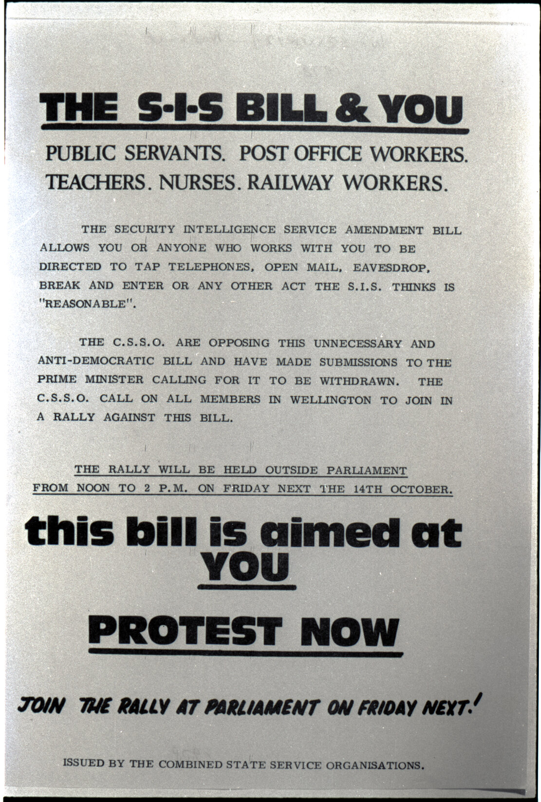 Copy: Abortion, Apartheid, Unions, Nuclear (posters, handouts, protests)