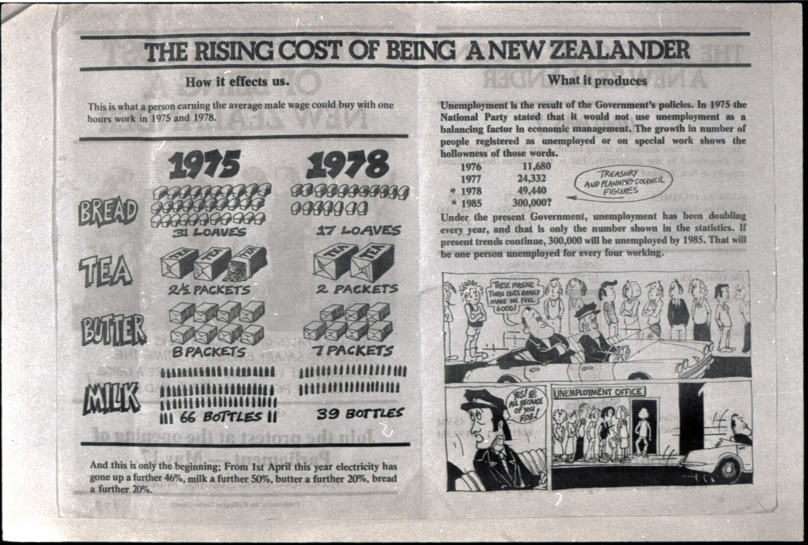 Copy: Abortion, Apartheid, Unions, Nuclear (posters, handouts, protests)