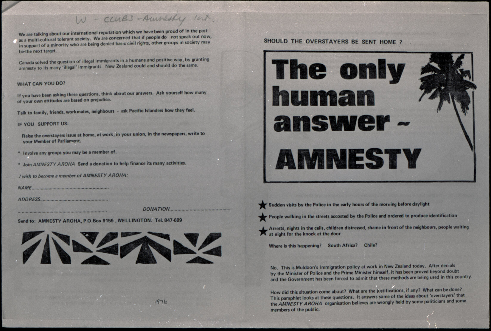 Copy: Abortion, Apartheid, Unions, Nuclear (posters, handouts, protests)